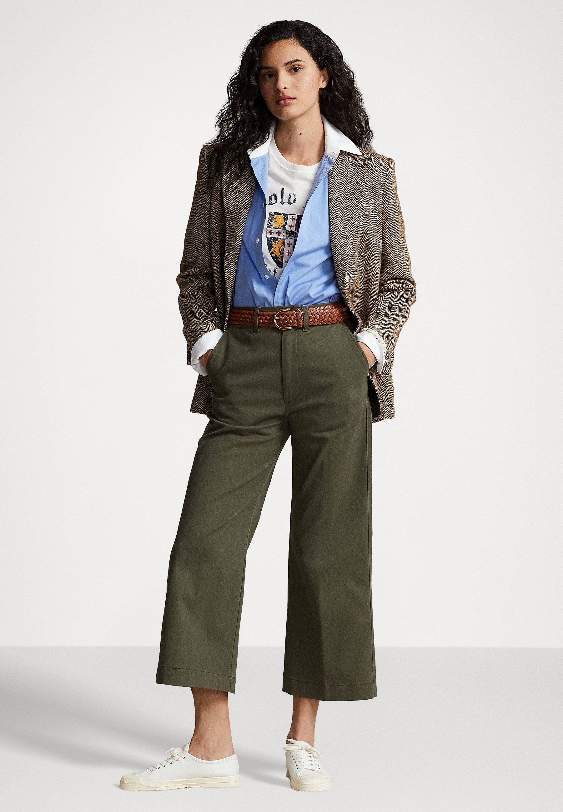 Polo Ralph Lauren WIDE LEG CROPPED PANT - Trousers - outdoors olive/green