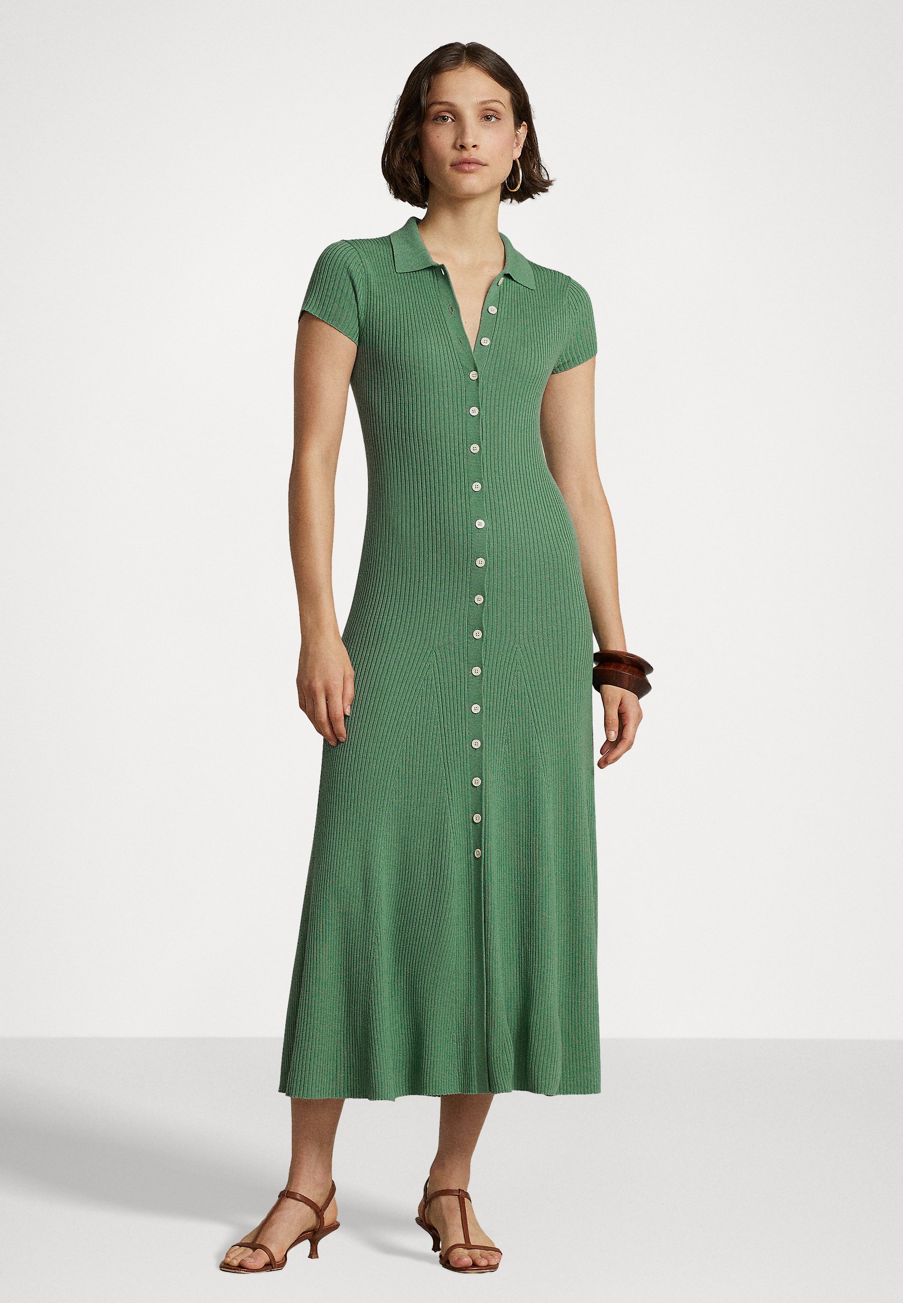 Polo Ralph Lauren COLLAR SHORT SLEEVE DAY DRESS - Jumper dress - fairway green/green