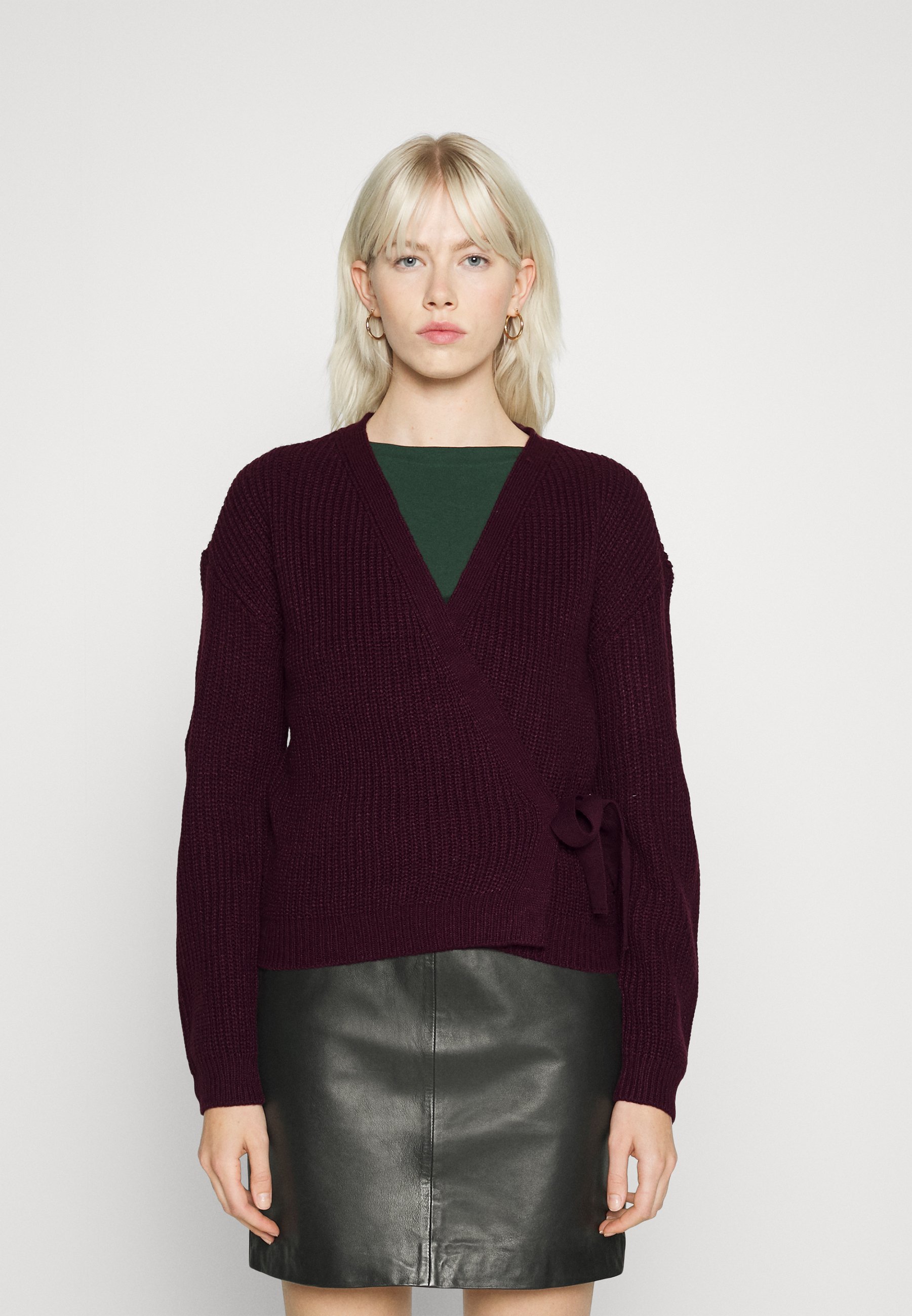 Vero Moda VMLEA WRAP CARDIGAN - Cardigan - winetasting/bordeaux
