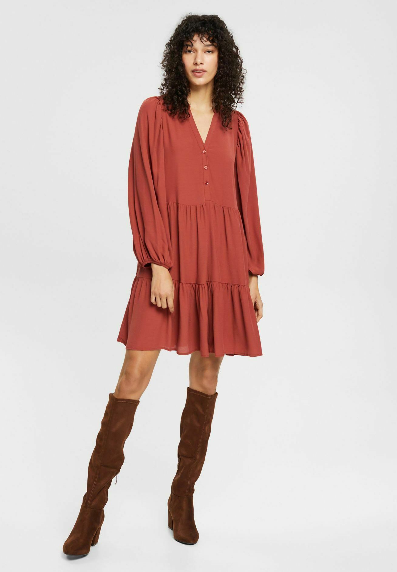 Esprit LIGHT WOVEN - Day dress - terracotta/mottled brown