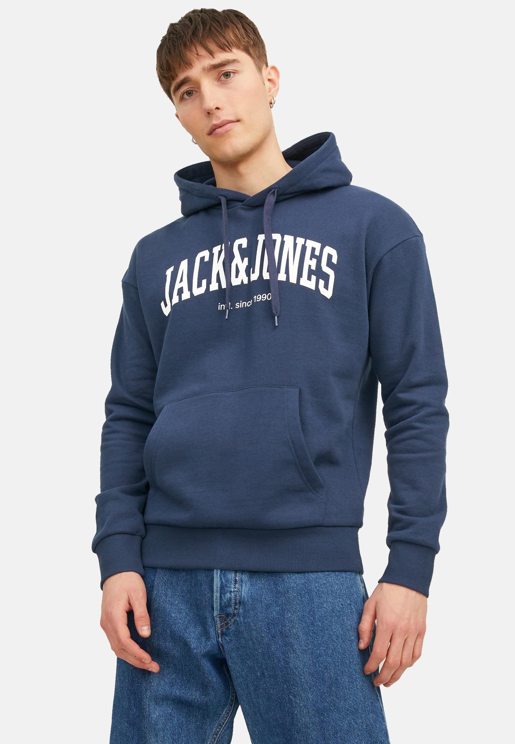 Jack &Jones JOSH MIT TUNNELZUG KÄNGURUT - Hoodie - dunkelblau/dark blue