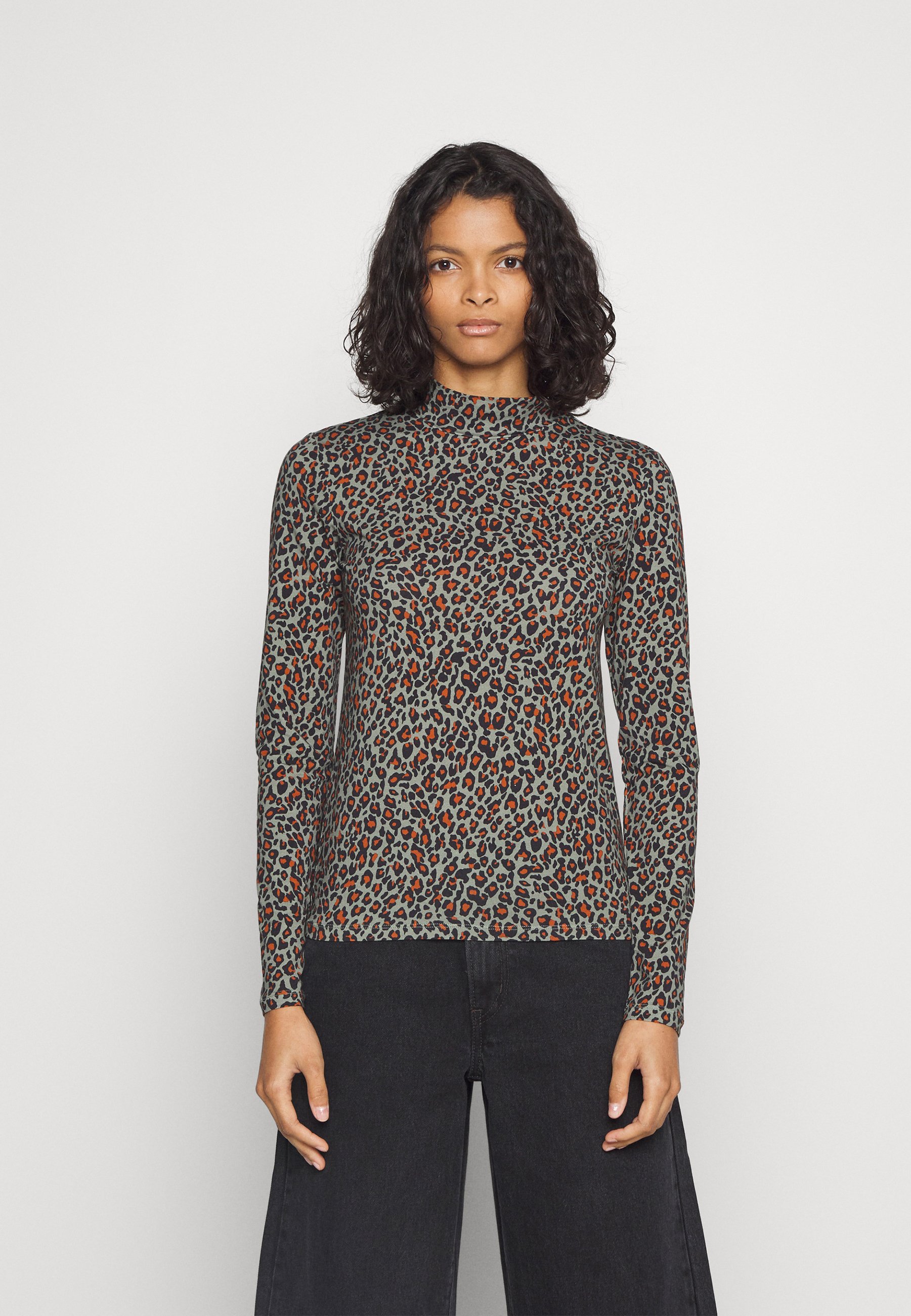 Scotch & Soda MOCKNECK LONGLSEEVE - Long sleeved top - field green/multi-coloured