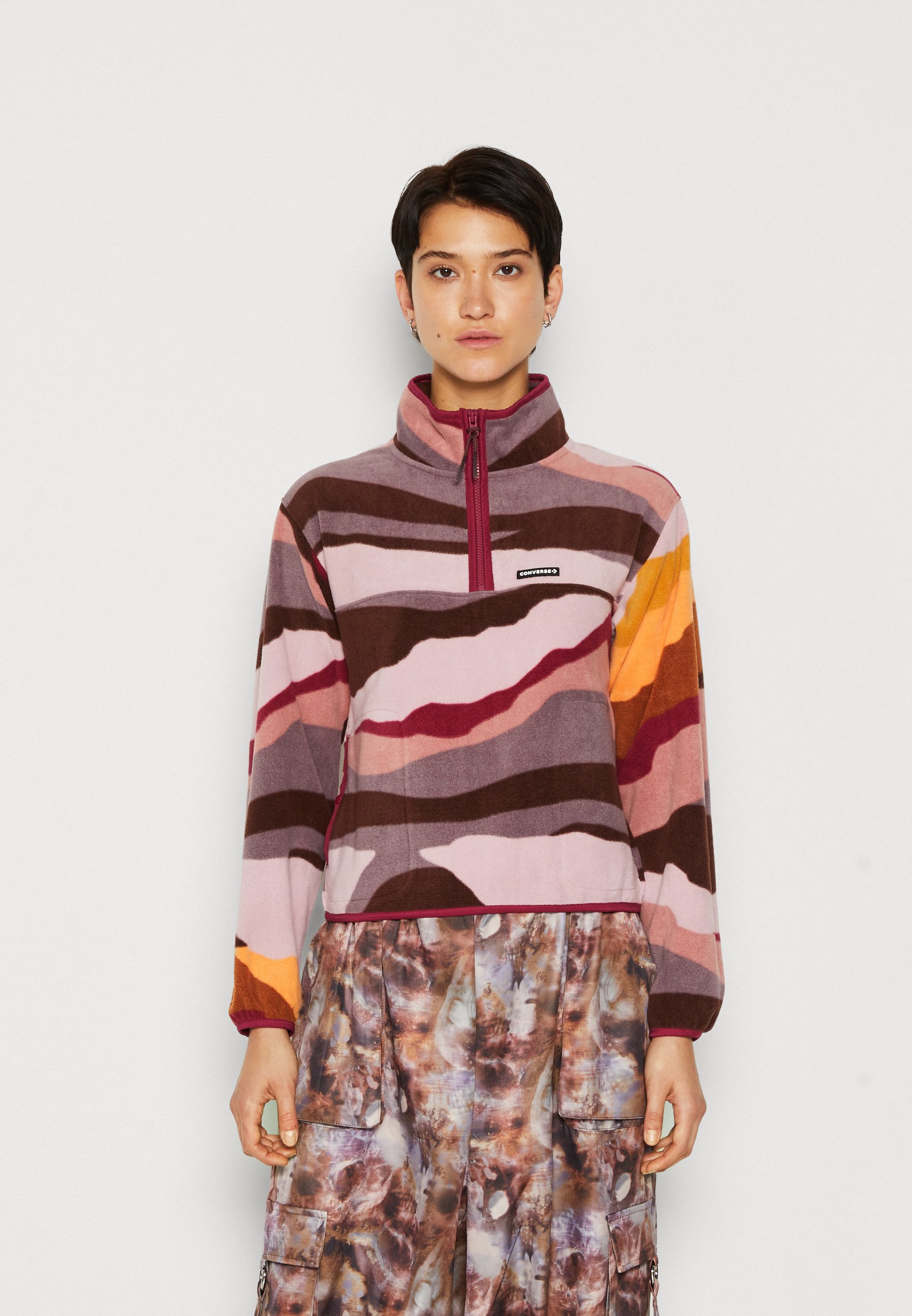 Converse COUNTER CLIMATE ABSTRACT HALF ZIP POPOVER - Fleece jumper - phantom violet multi/multi-coloured