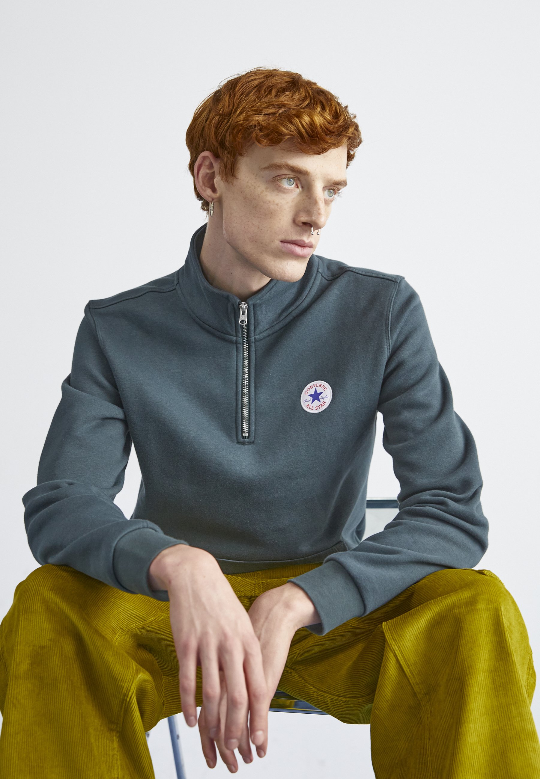 Converse RETRO CHUCK QUARTER ZIP UNISEX - Sweatshirt - secret pines/dark green