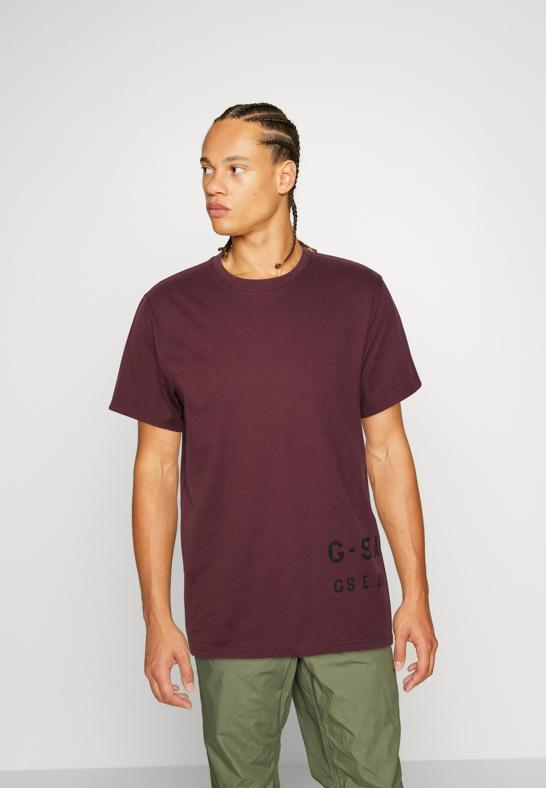 G-Star STENCIL FRONT BACK - Print T-shirt - vineyard wine/dark red