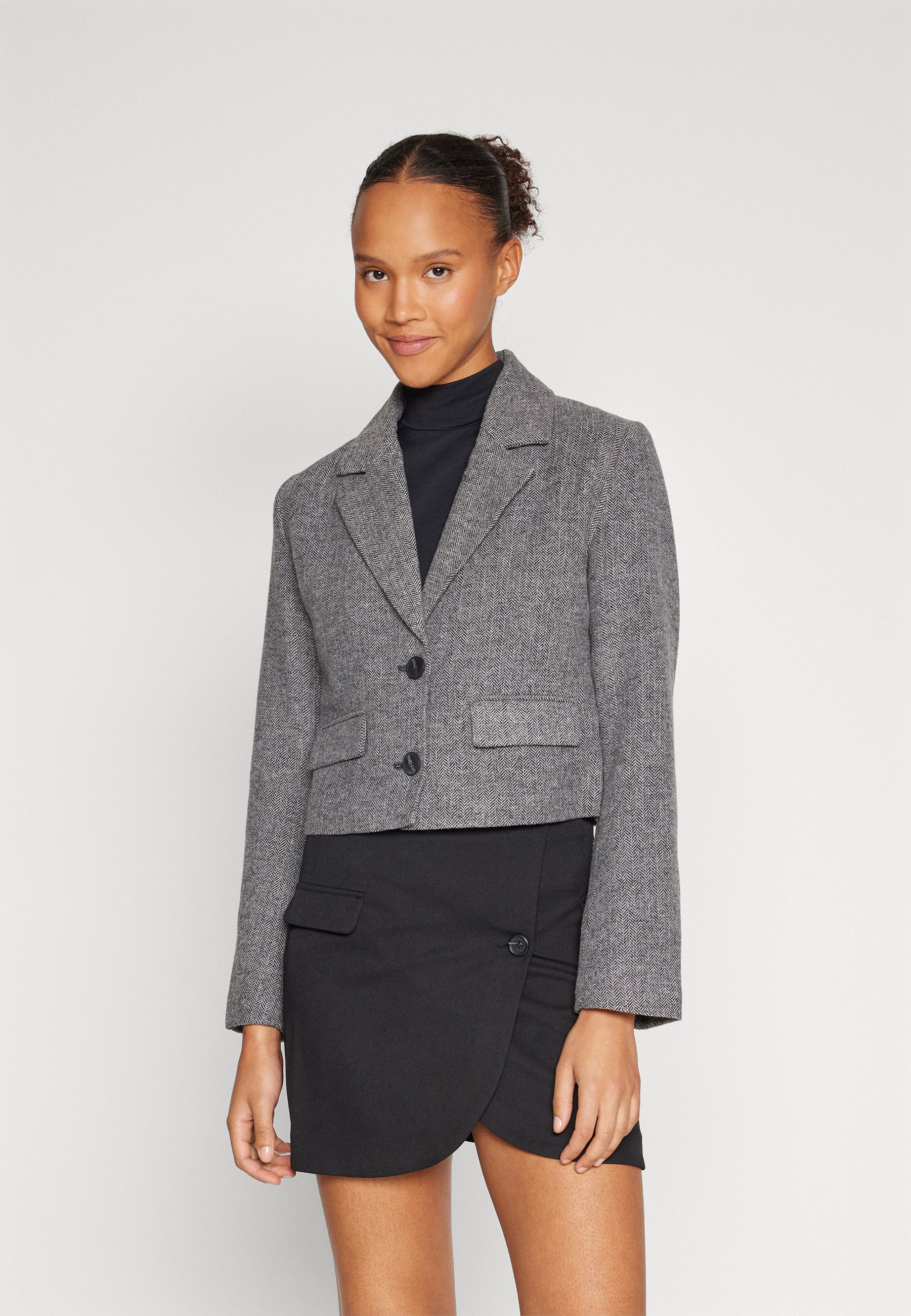 ONLY ONLCORA  CROP  - Blazer - medium grey melange/grey