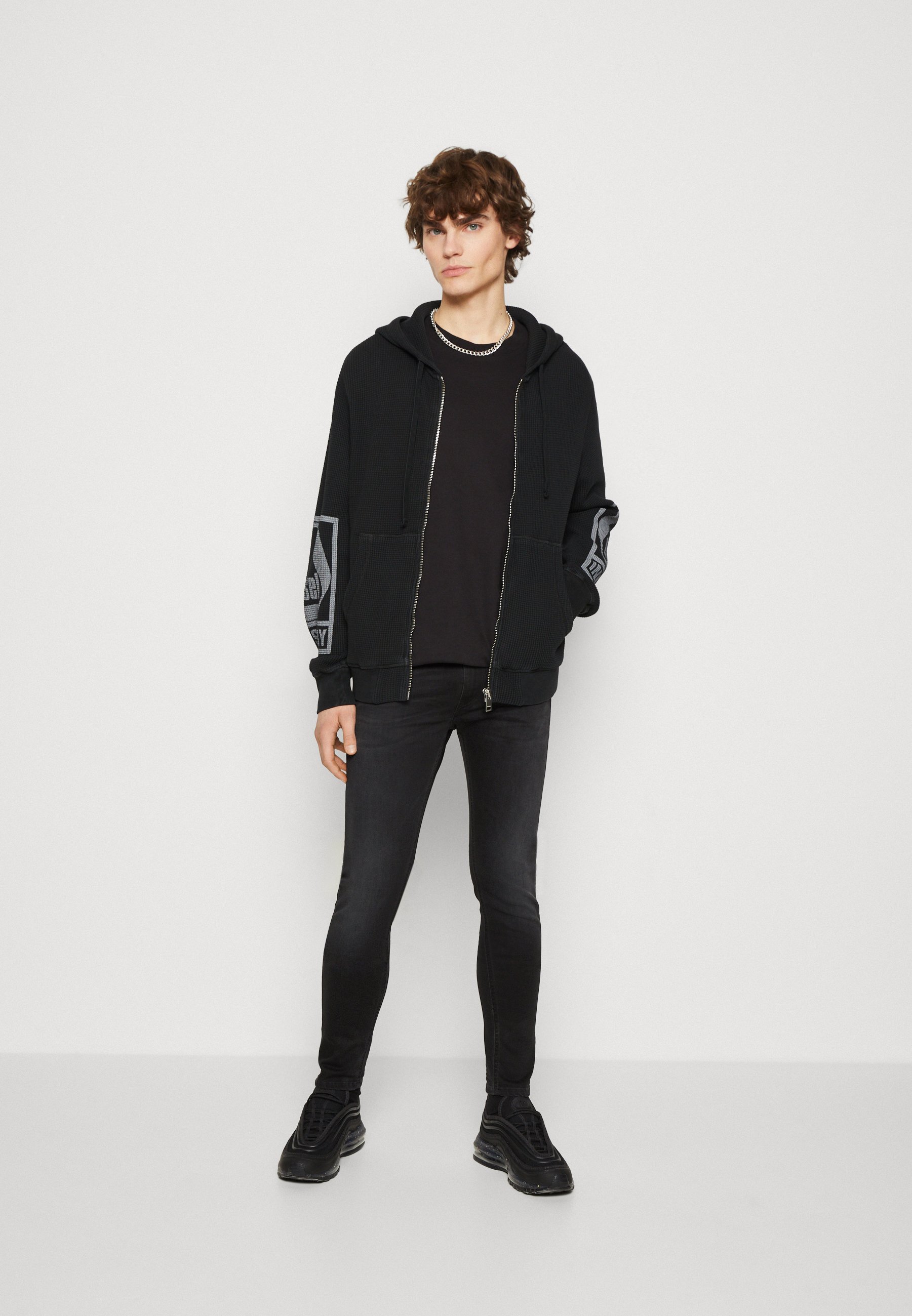 Diesel S-GINAFFLE HOOD ZIP UNISEX - Zip-up sweatshirt - black