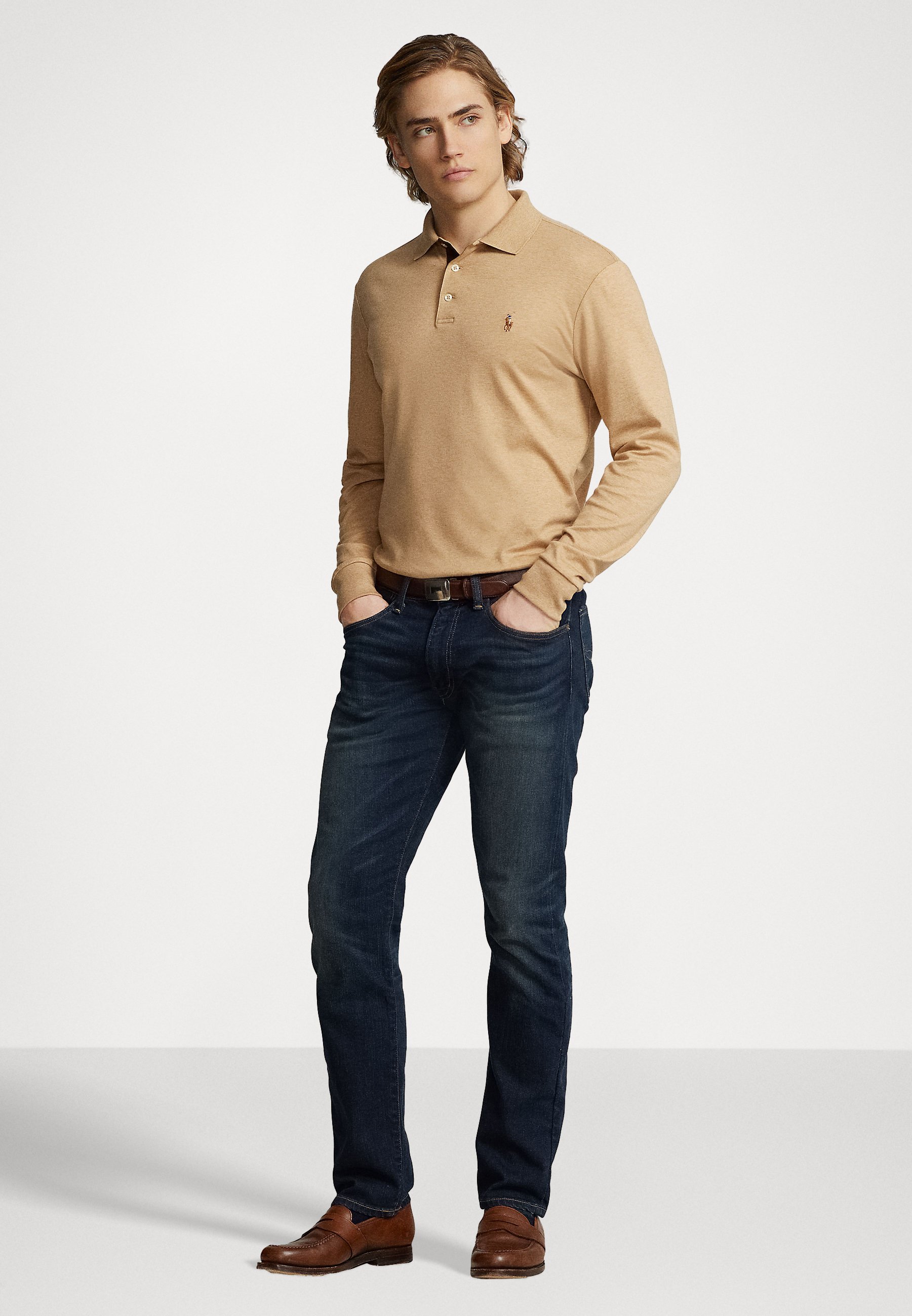 Polo Ralph Lauren LONG SLEEVE - Polo shirt - classic camel heather/camel