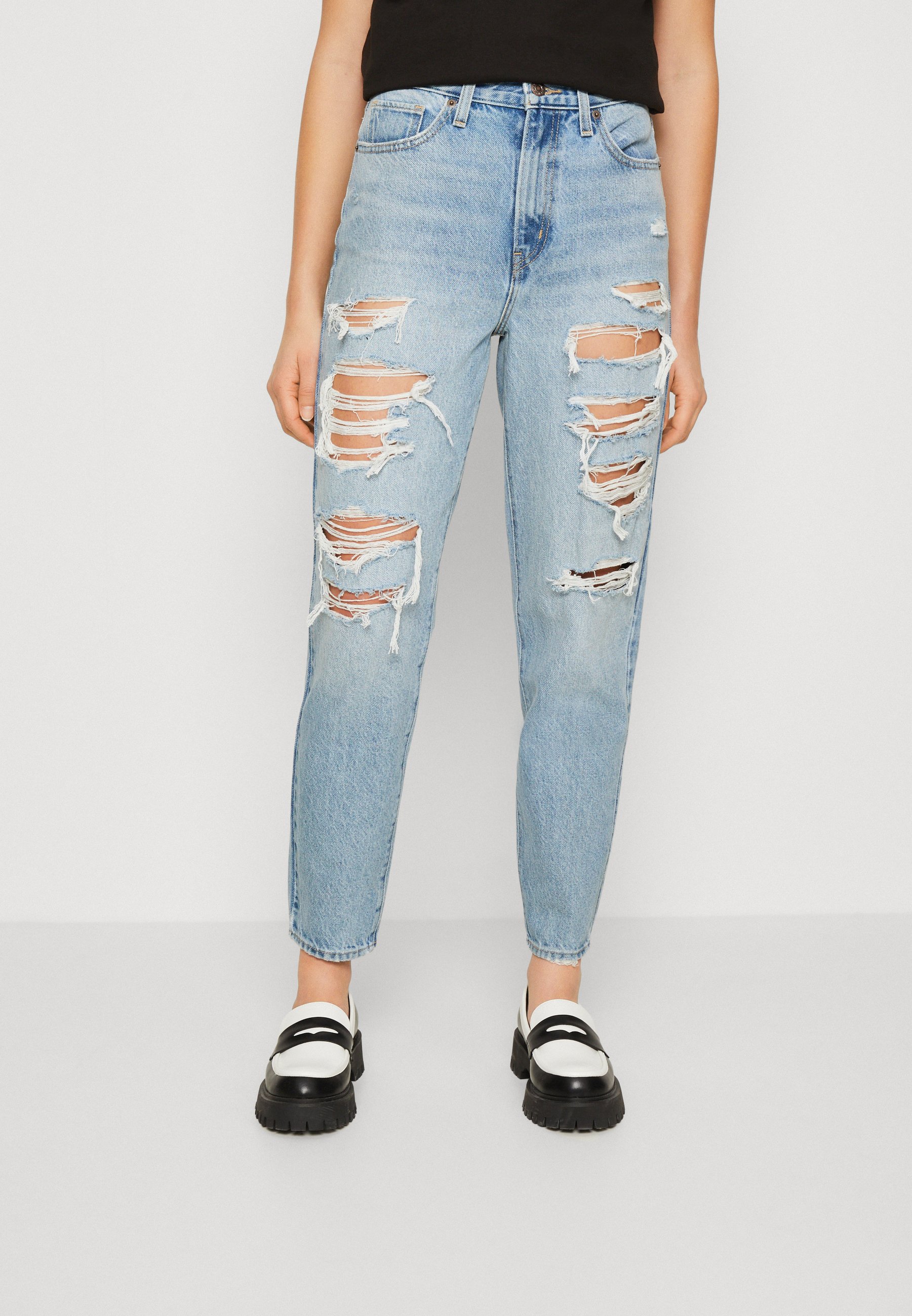 Levi's® HIGH WAISTED MOM - Jeans Tapered Fit - by a thread/destroyed denim
