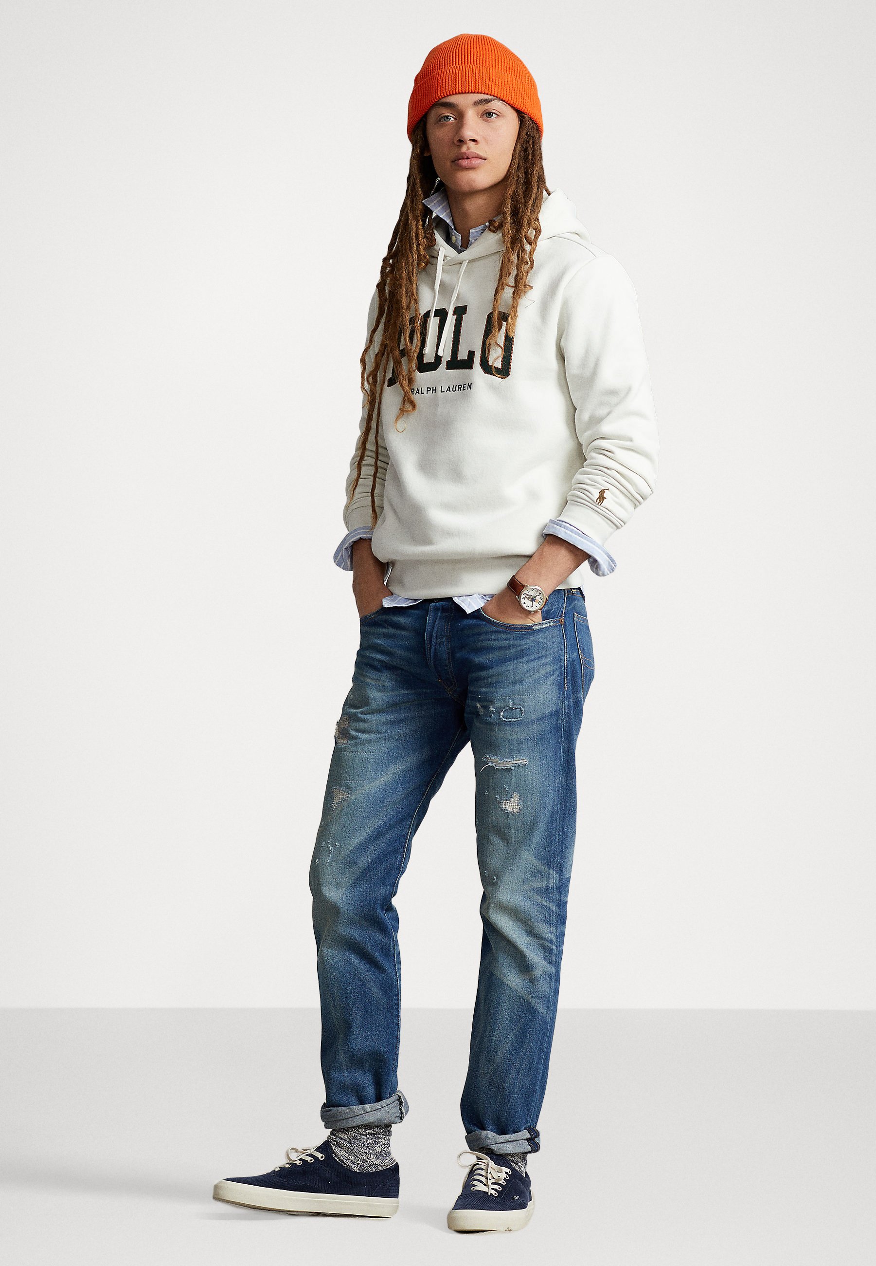 Polo Ralph Lauren HOOD LONG SLEEVE - Sweatshirt - nevis/white