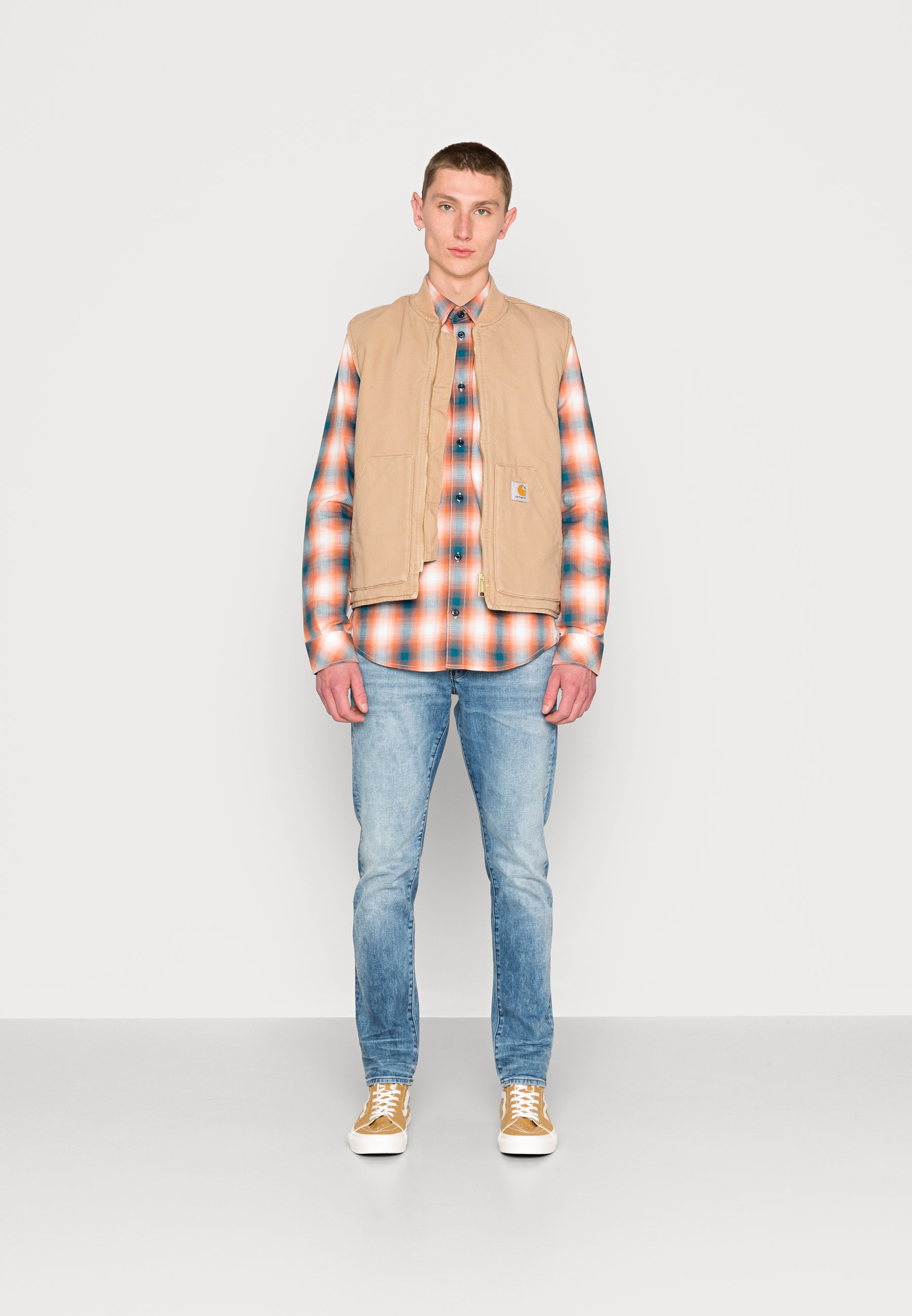 G-Star SLIM SHIRT L\S - Shirt - burned orange dylan check/copper