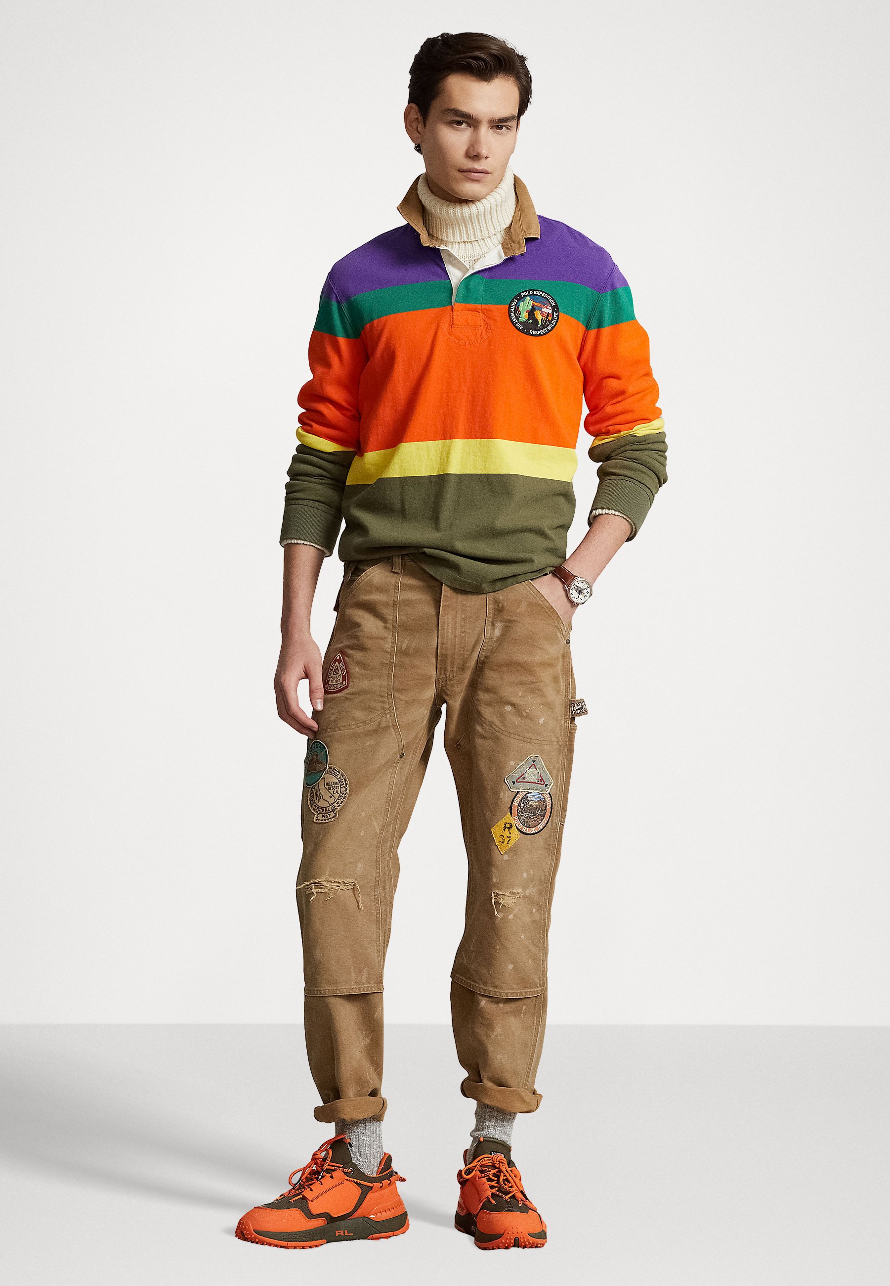 Polo Ralph Lauren RELAXED-FIT SEGELTUCHHOSE IN USED-OPTIK - Relaxed fit jeans - bluffpoint/camel