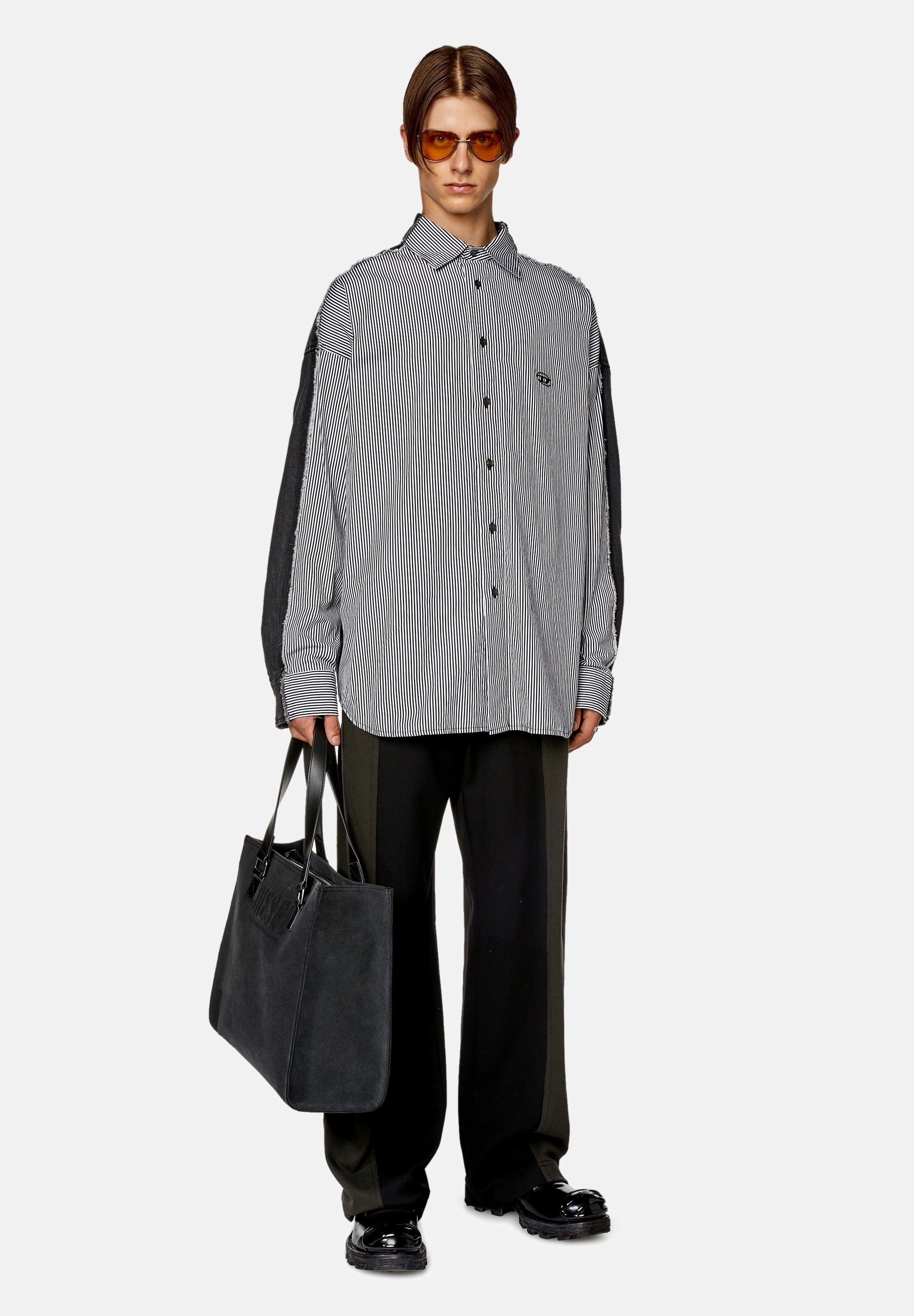 Diesel S WARHSTRIPE RUNWAY - Shirt - black grey/black denim