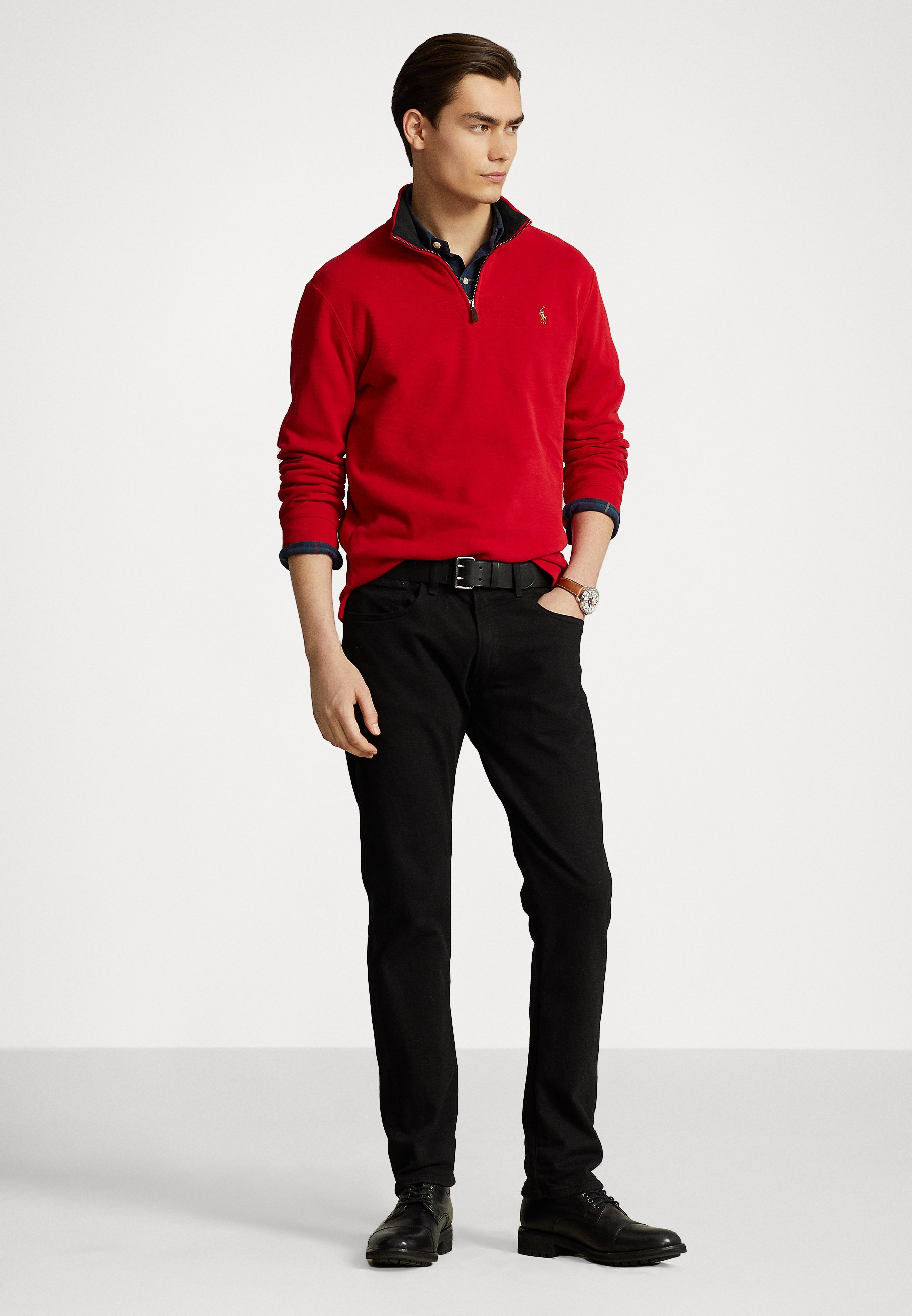 Polo Ralph Lauren LONG SLEEVE HALF ZIP - Jumper - red/light red