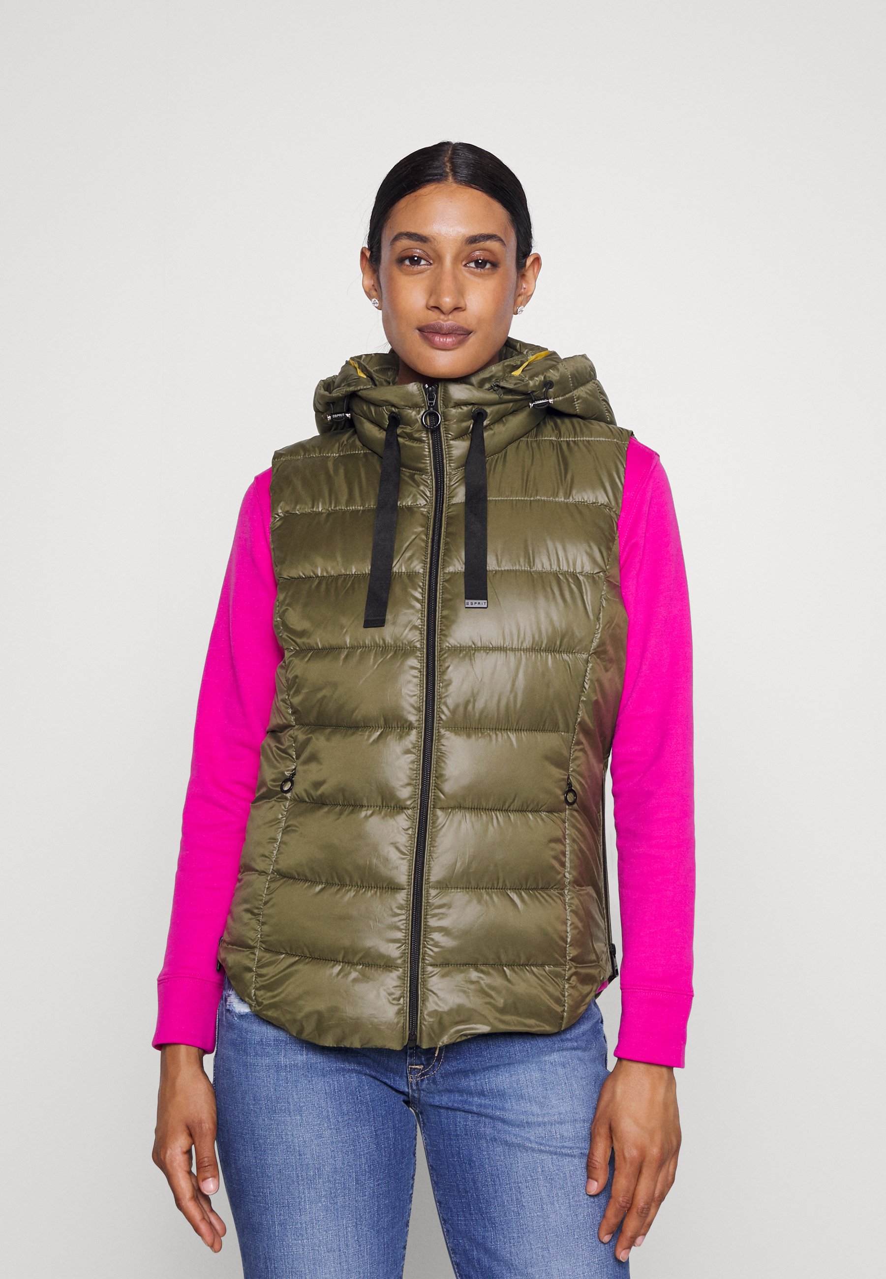 Esprit TAPE VEST - Waistcoat - dark khaki/khaki