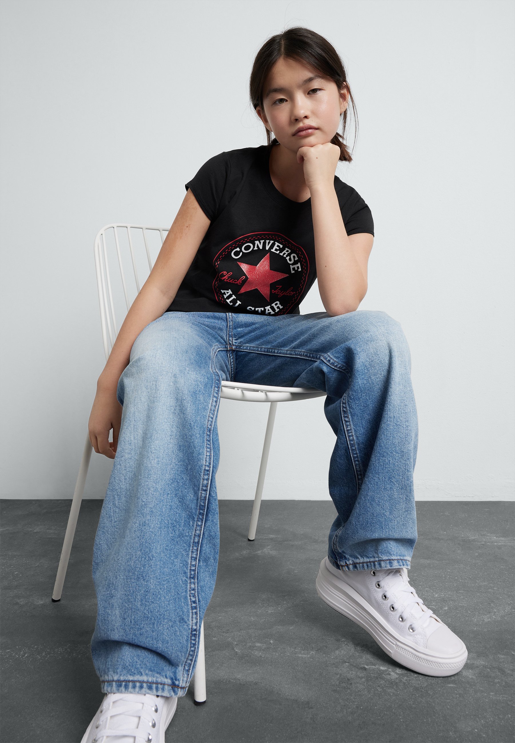 Converse CHUCK PATCH  - Print T-shirt - black/white/black