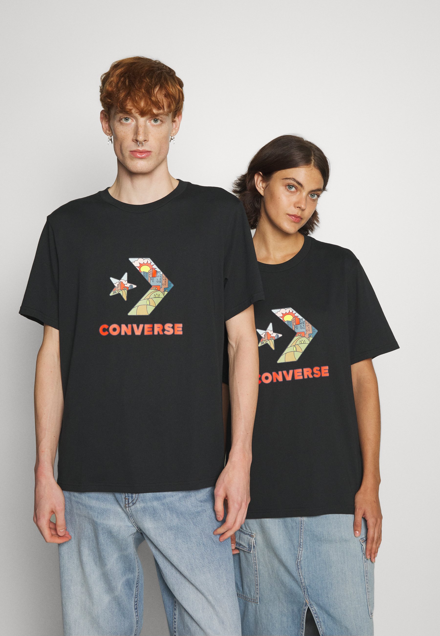 Converse STAR CHEVRON GRAPHIC UNISEX - Print T-shirt - converse black/black