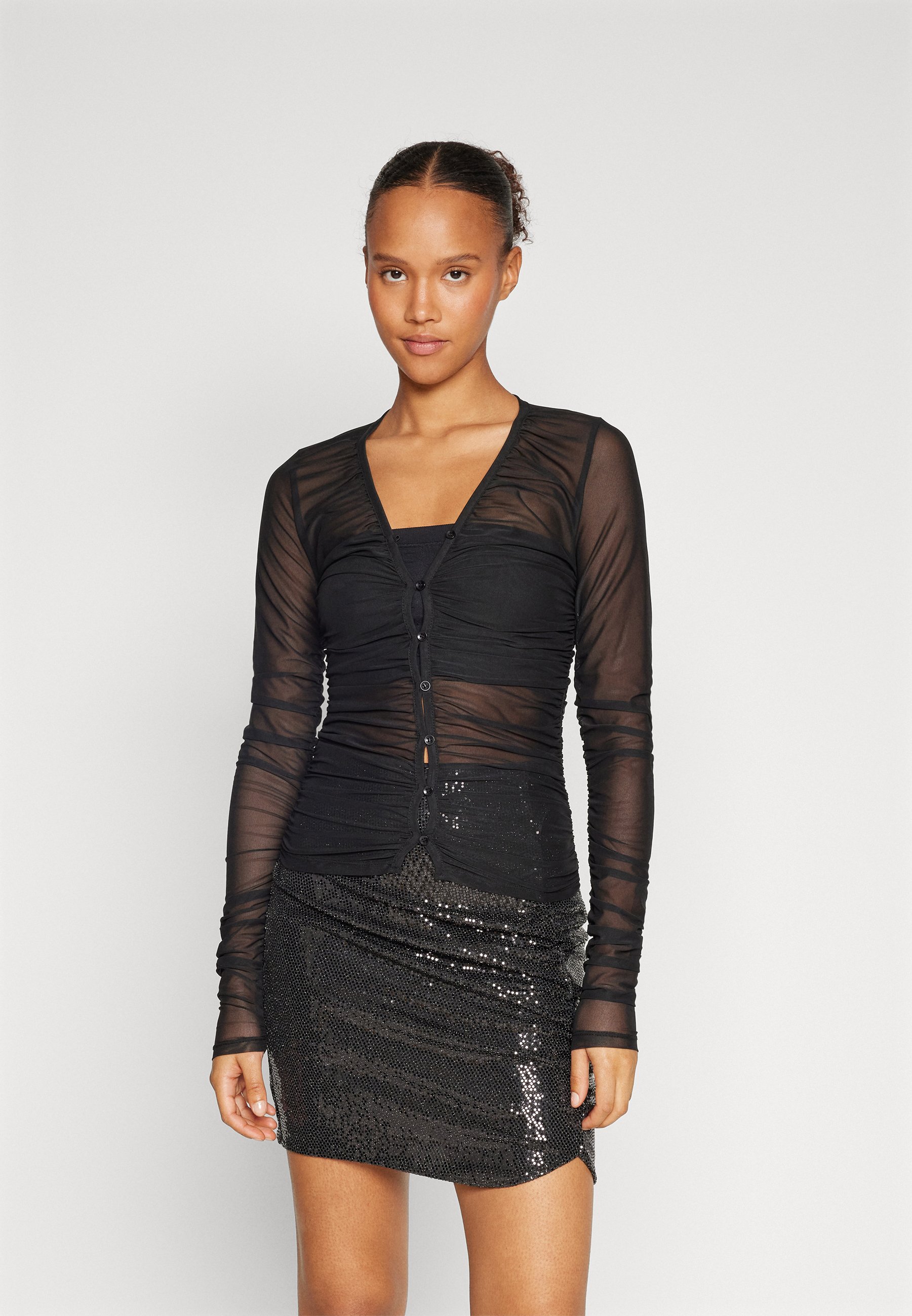 ONLY ONLMILAN RUCHING TOP  - Long sleeved top - black
