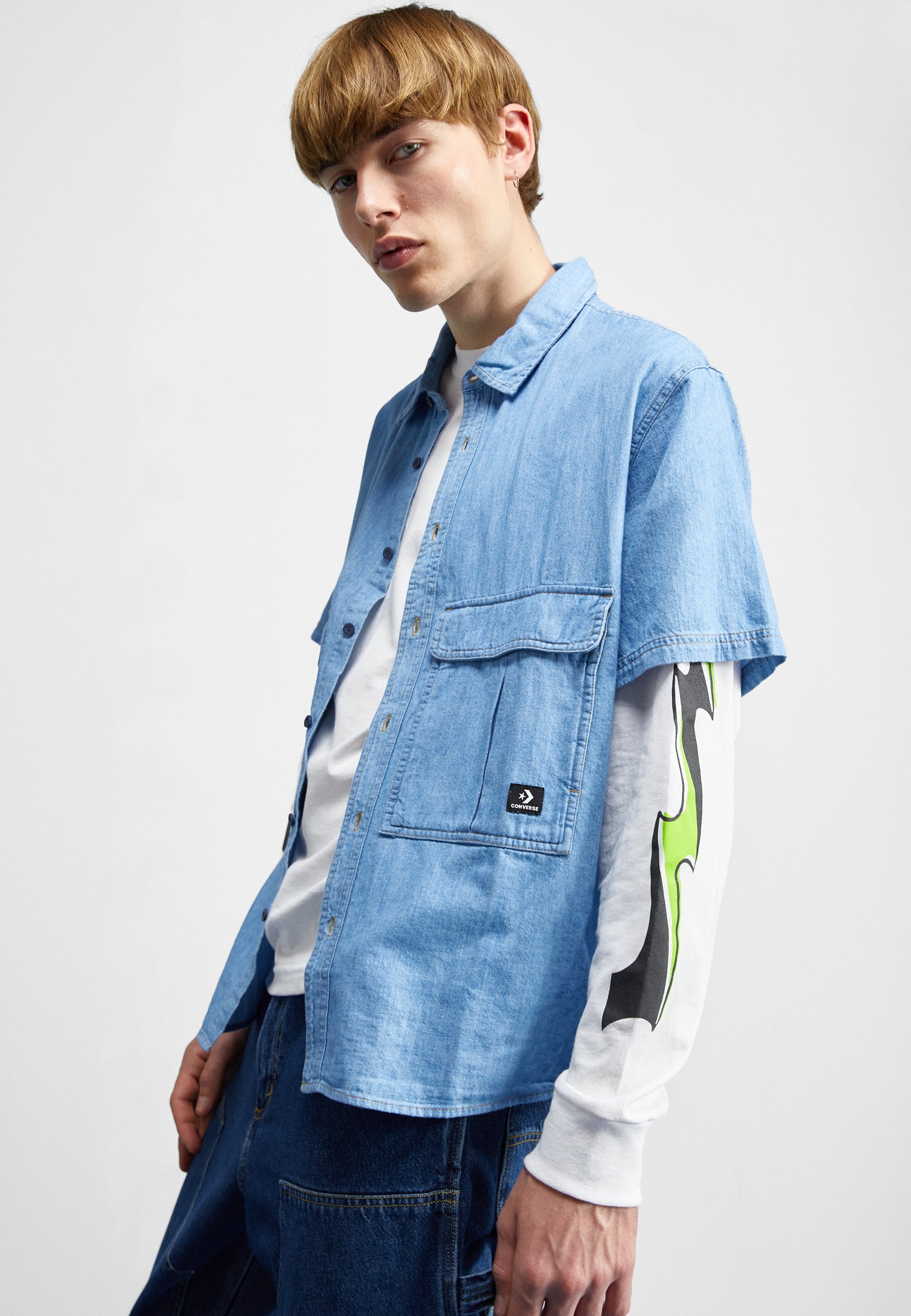 Converse SHORT SLEEVE - Shirt - light retro blue/blue denim