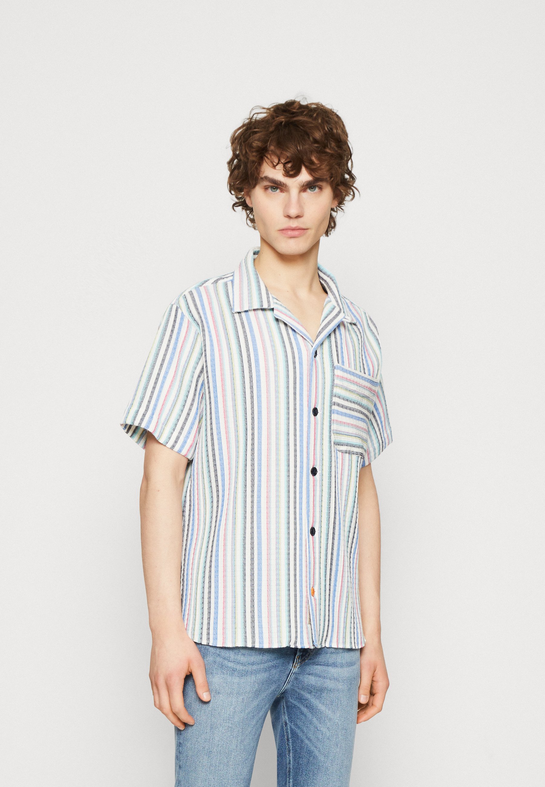 Scotch & Soda STRUCTURED SHORT SLEEVE STRIPE SHIRT - Shirt - multi blue red/blue