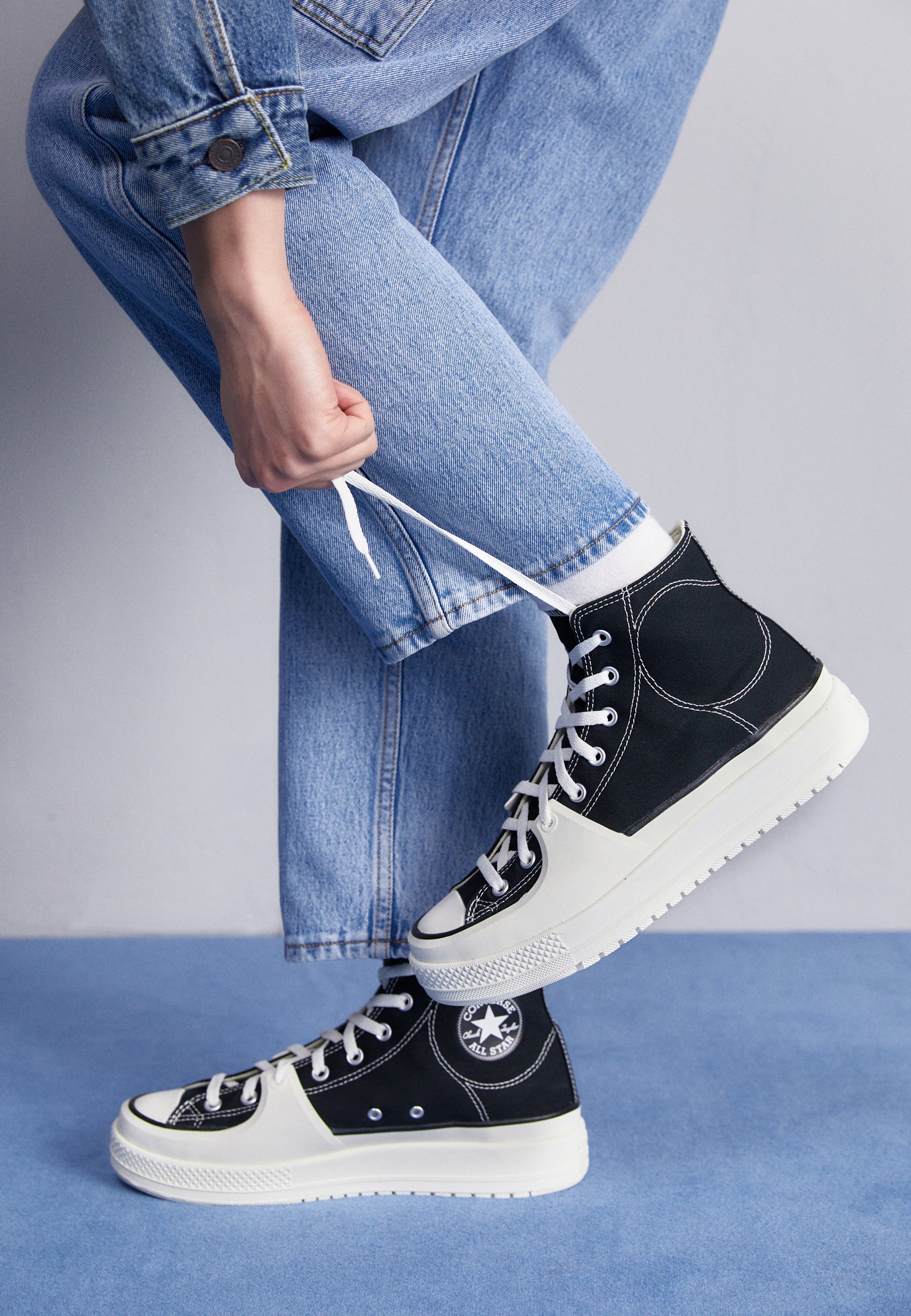 Converse CHUCK TAYLOR ALL STAR CONSTRUCT UNISEX - High-top trainers - black/vintage white/egret/black