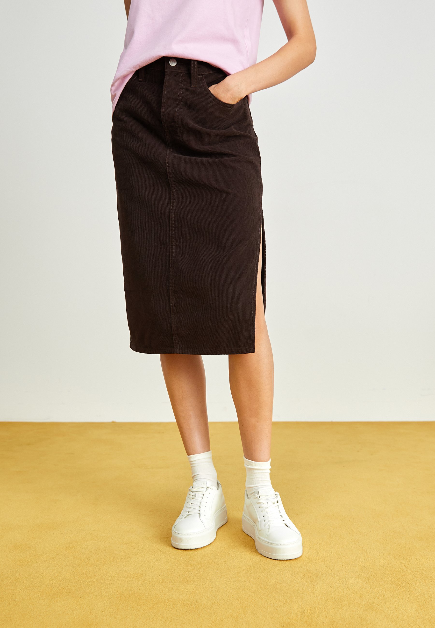 Levi's® SIDE SLIT SKIRT - A-line skirt - mole/dark brown