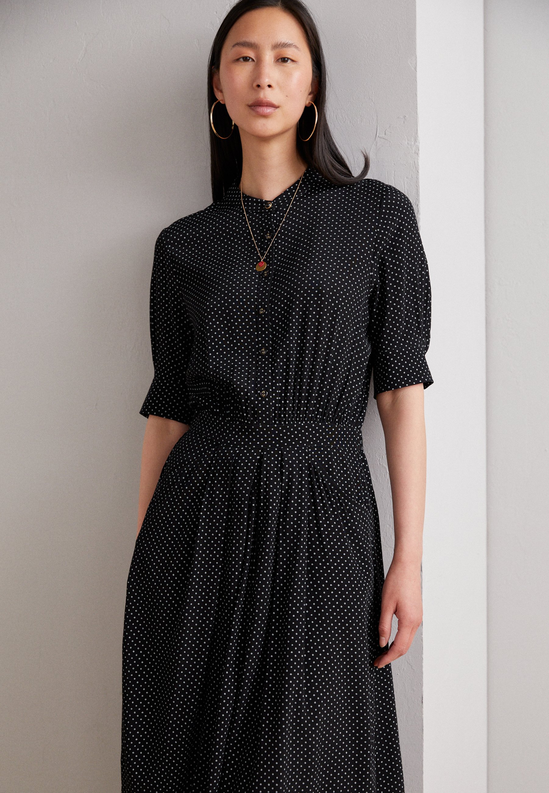 Scotch & Soda MIDI DRESS WITH HIGH LOW HEM - Day dress - evening black/black