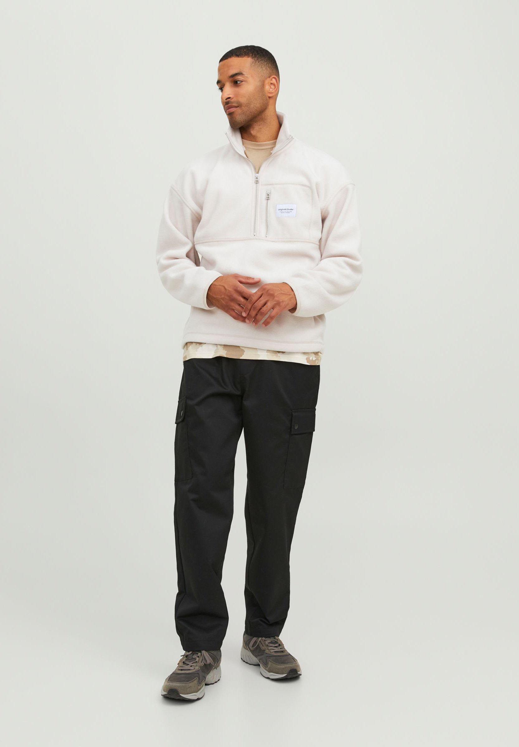 Jack &Jones JORVESTERBRO QUARTER ZIP H N - Sweatshirt - moonbeam/off-white