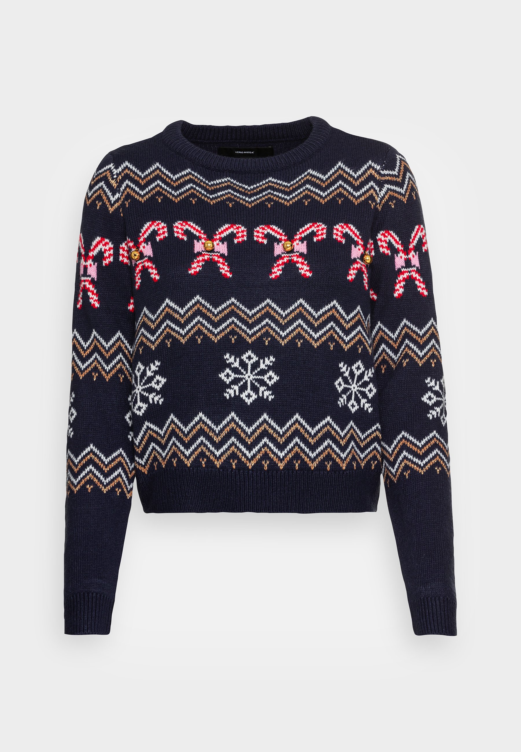Vero Moda VMCANDYCANE O NECK XMAS - Jumper - navy blazer /white/chinese red/hot pink/gold/silver/dark blue