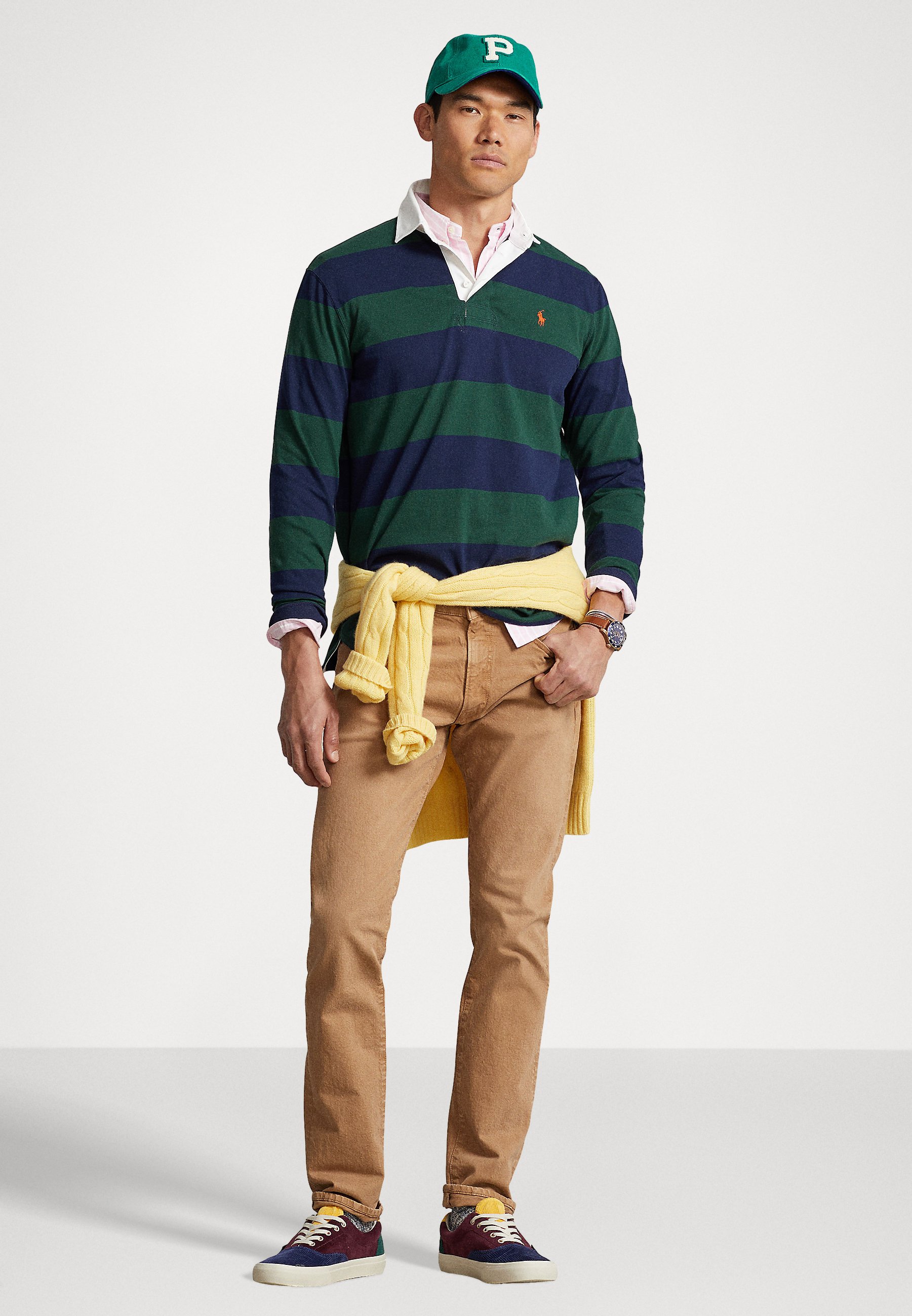 Polo Ralph Lauren RUGBY LONG SLEEVE - Polo shirt - cruise navy/ college green/blue