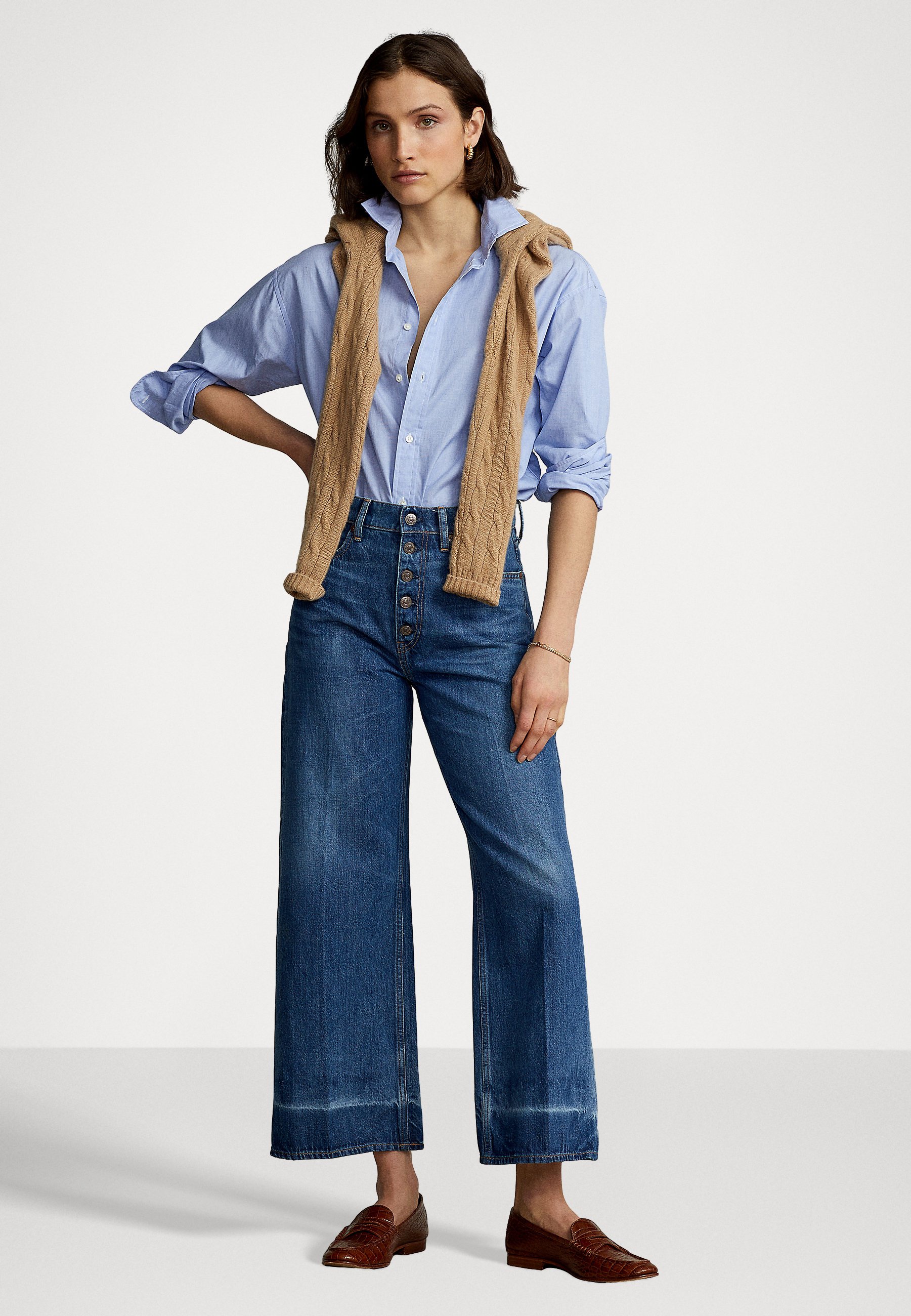 Polo Ralph Lauren HIGH RISE WIDE CROP STRAIGHT - Flared Jeans - georgia wash/blue denim