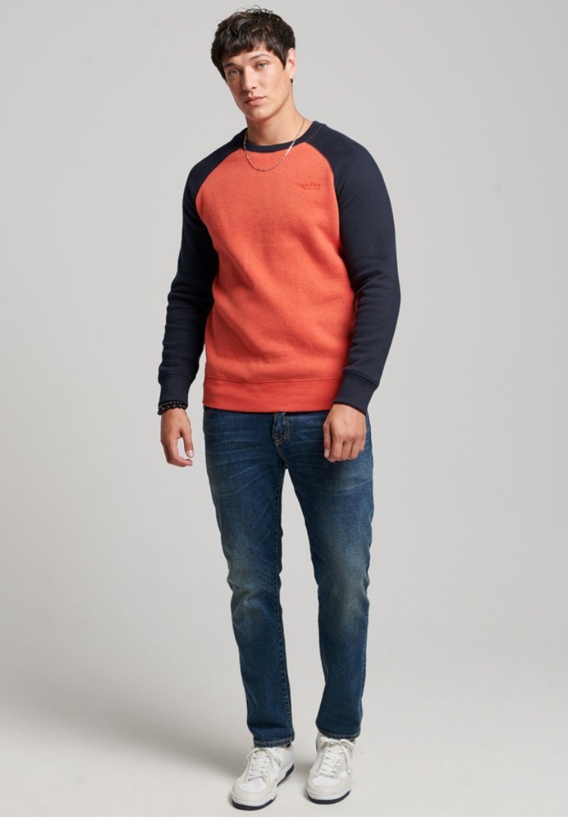 Superdry BASEBALL CREW  - Sweatshirt - bright orange marl eclipse navy/orange