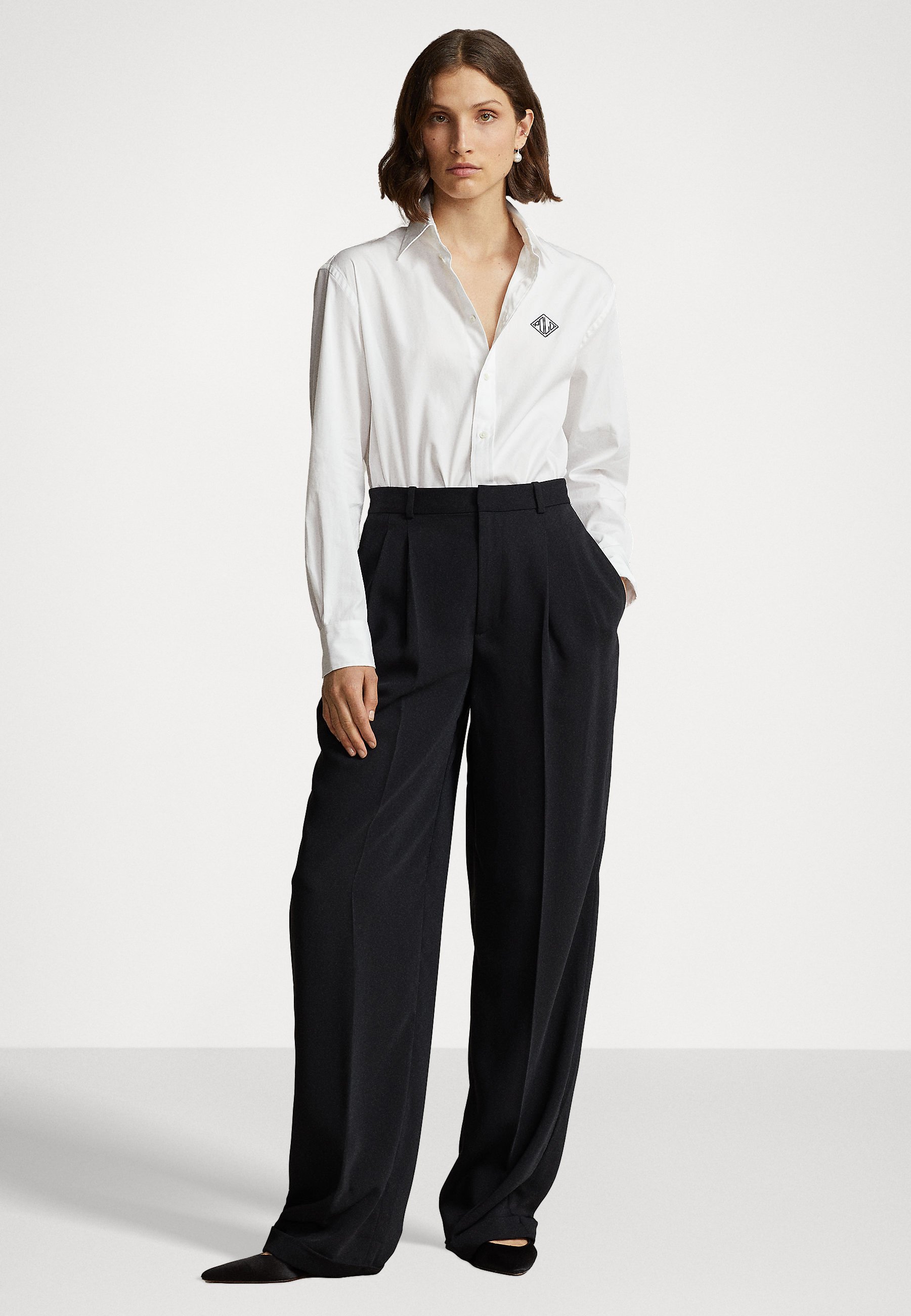 Polo Ralph Lauren LONG SLEEVE BUTTON FRONT SHIRT - Button-down blouse - white