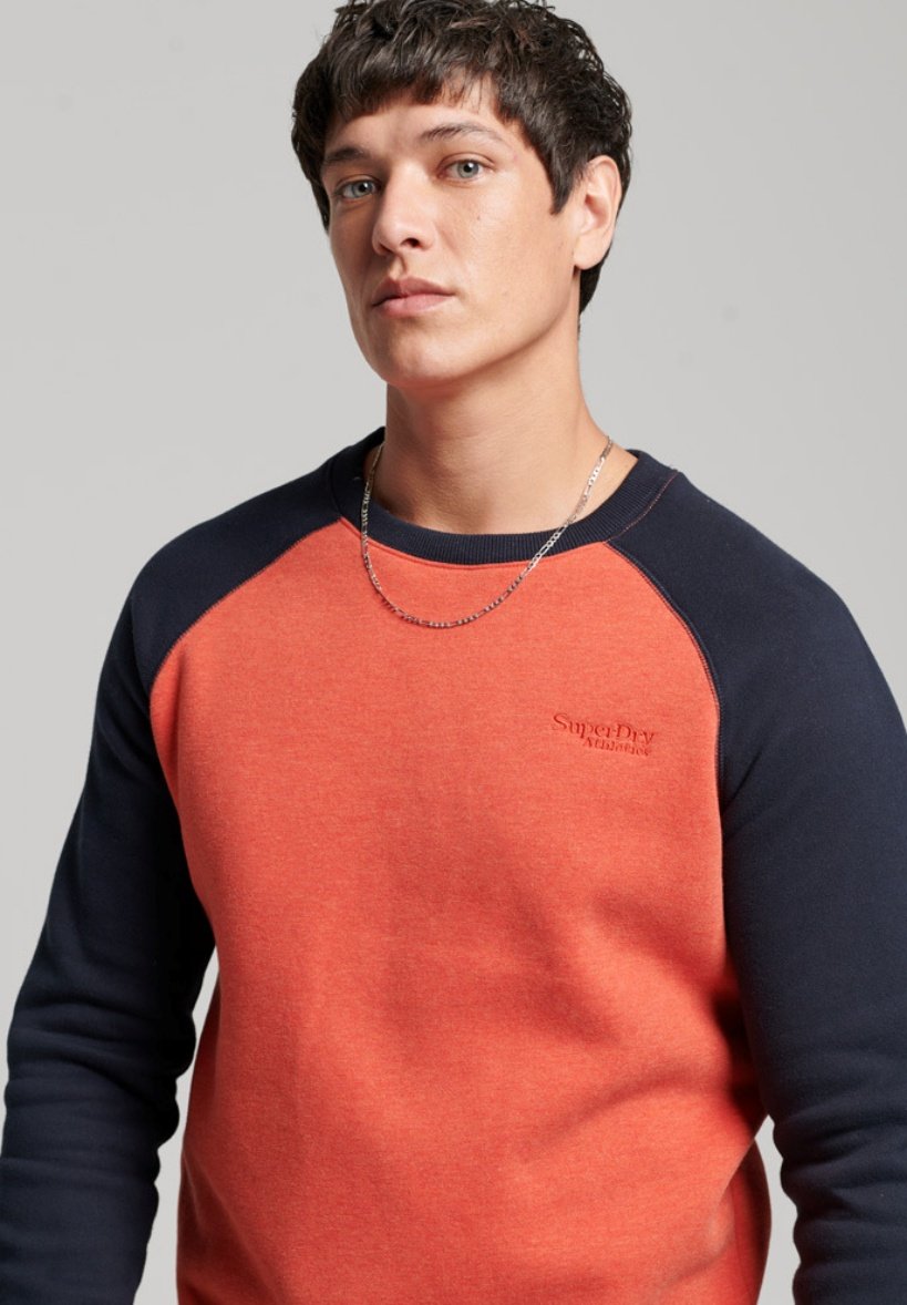 Superdry BASEBALL CREW  - Sweatshirt - bright orange marl eclipse navy/orange