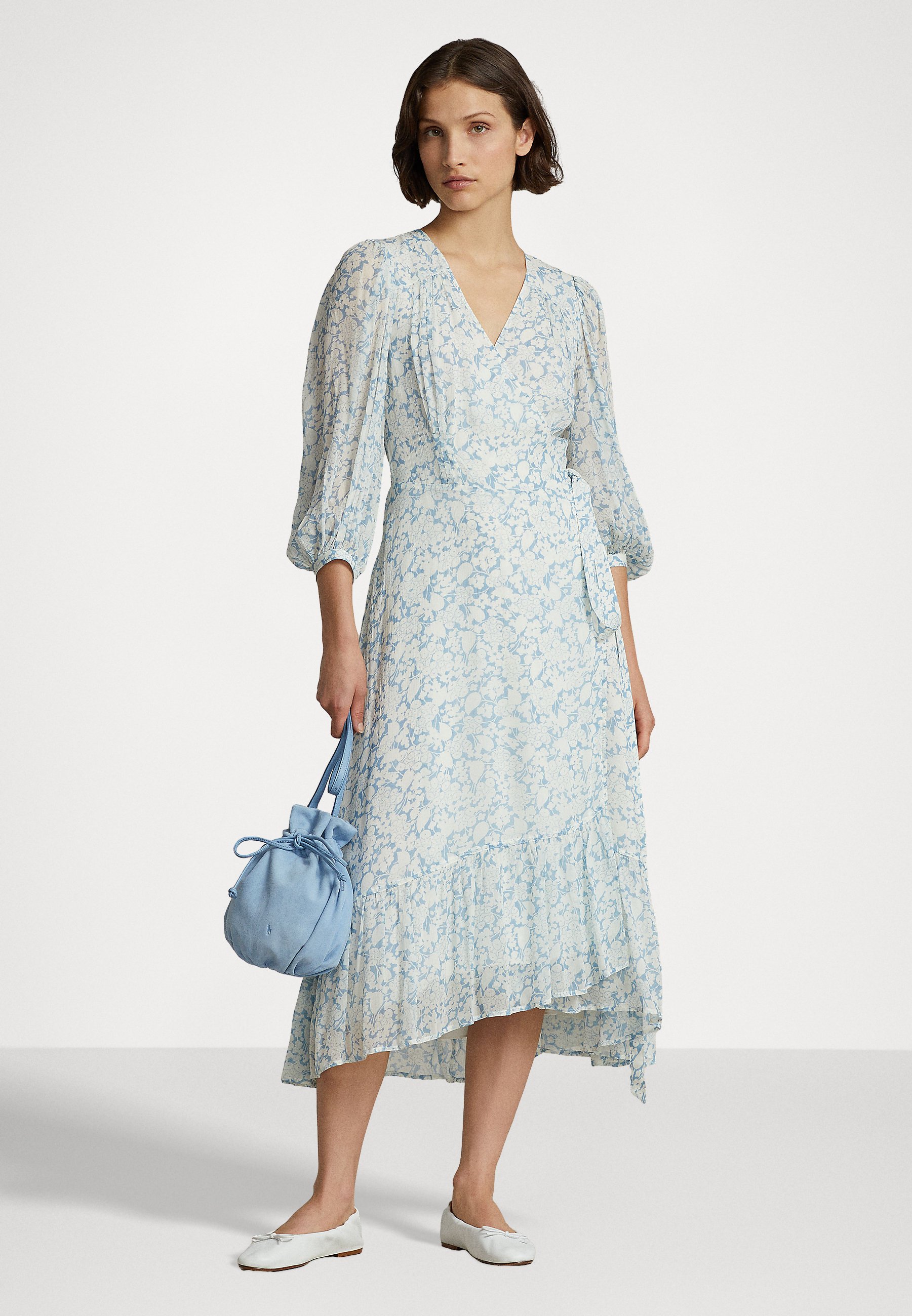 Polo Ralph Lauren LONG SLEEVE DAY DRESS - Day dress - cloud/light blue