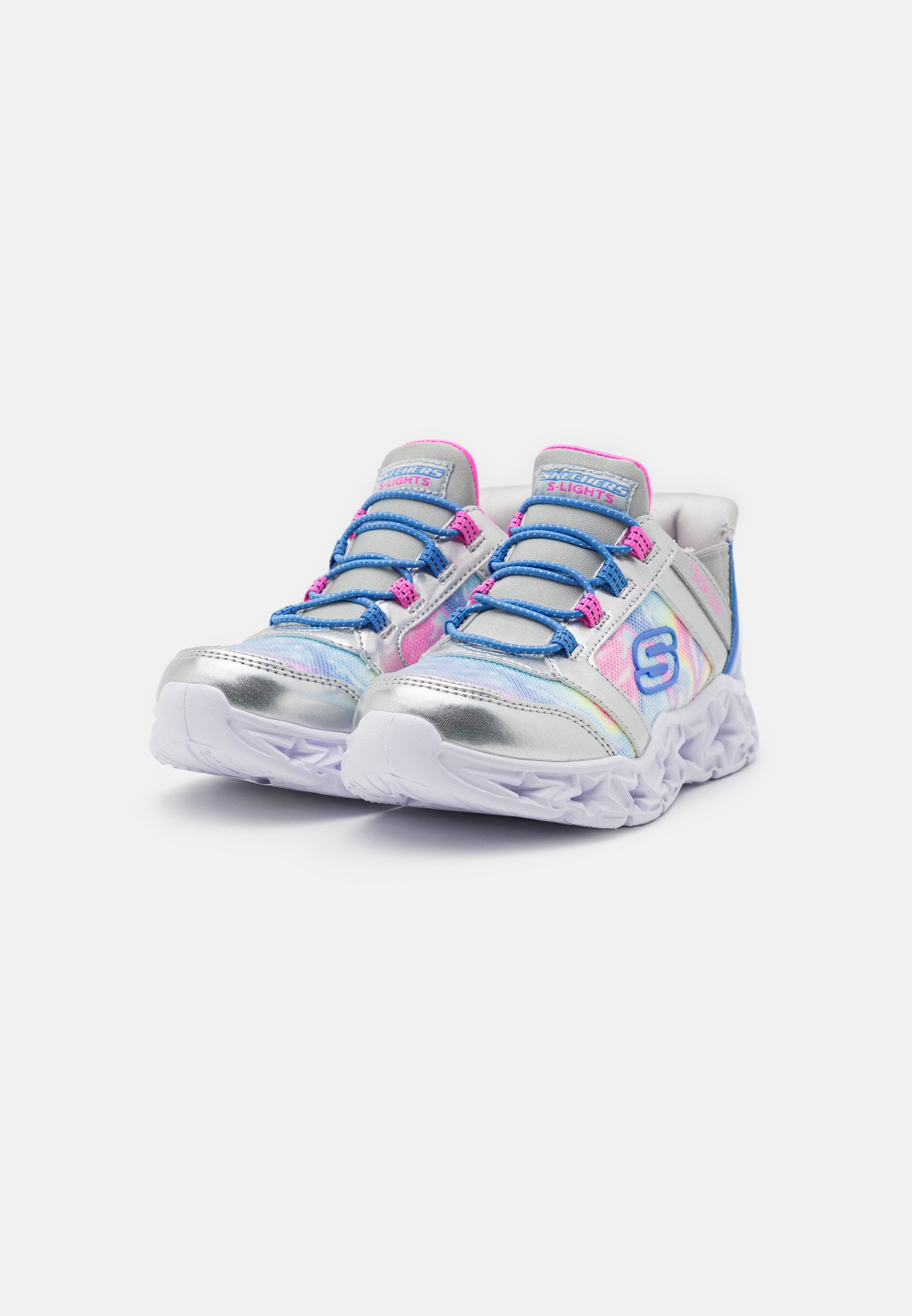 Skechers GALAXY LIGHTS - Trainers - silver synthetic/multi trim/silver-coloured