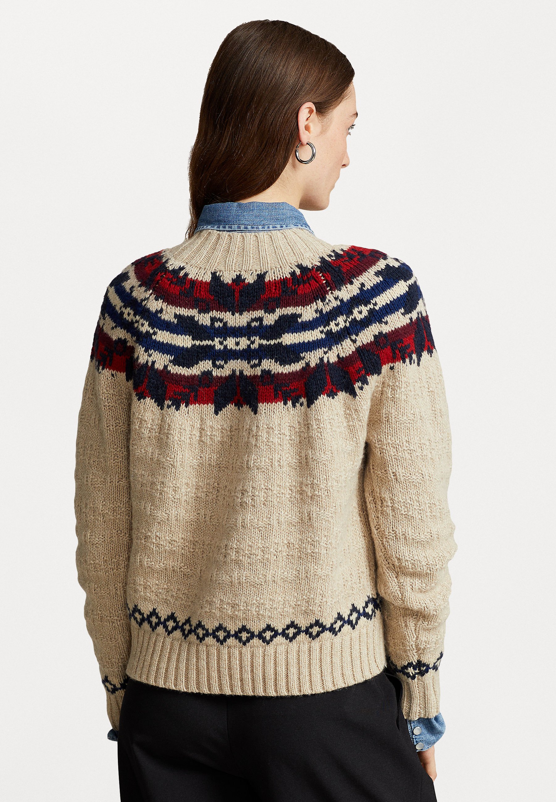 Polo Ralph Lauren LONG SLEEVE - Jumper - cream multi/beige