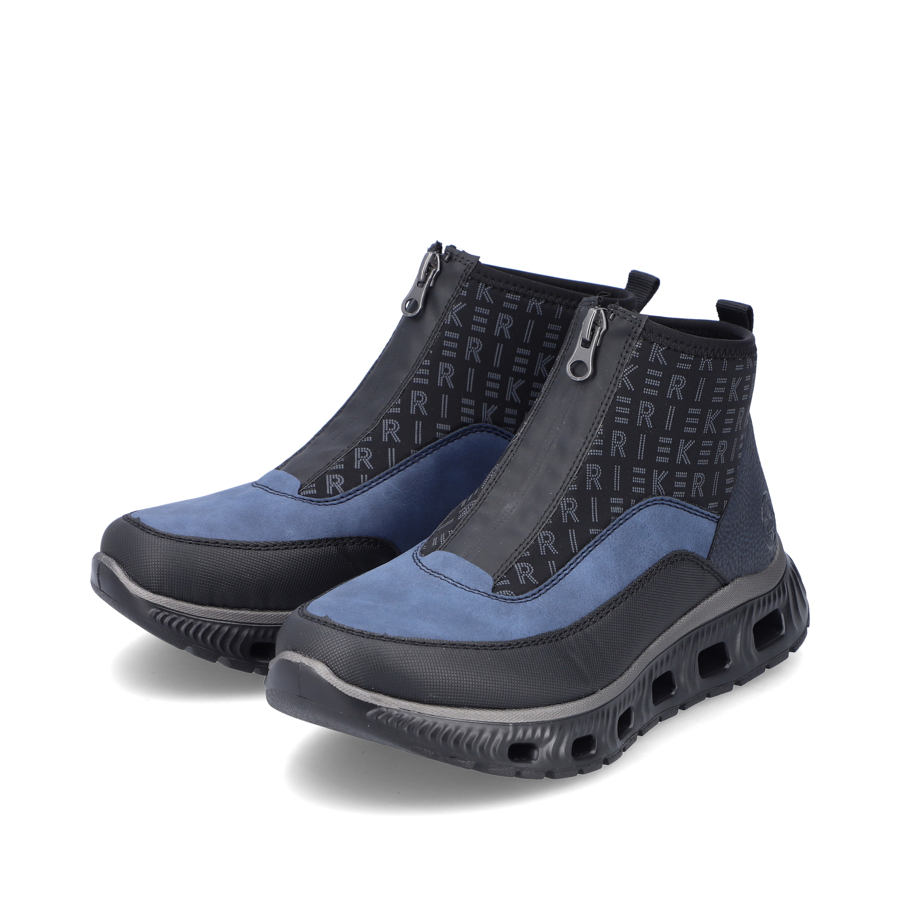 Rieker Damen Slipper asphaltschwarz-ozeanblau