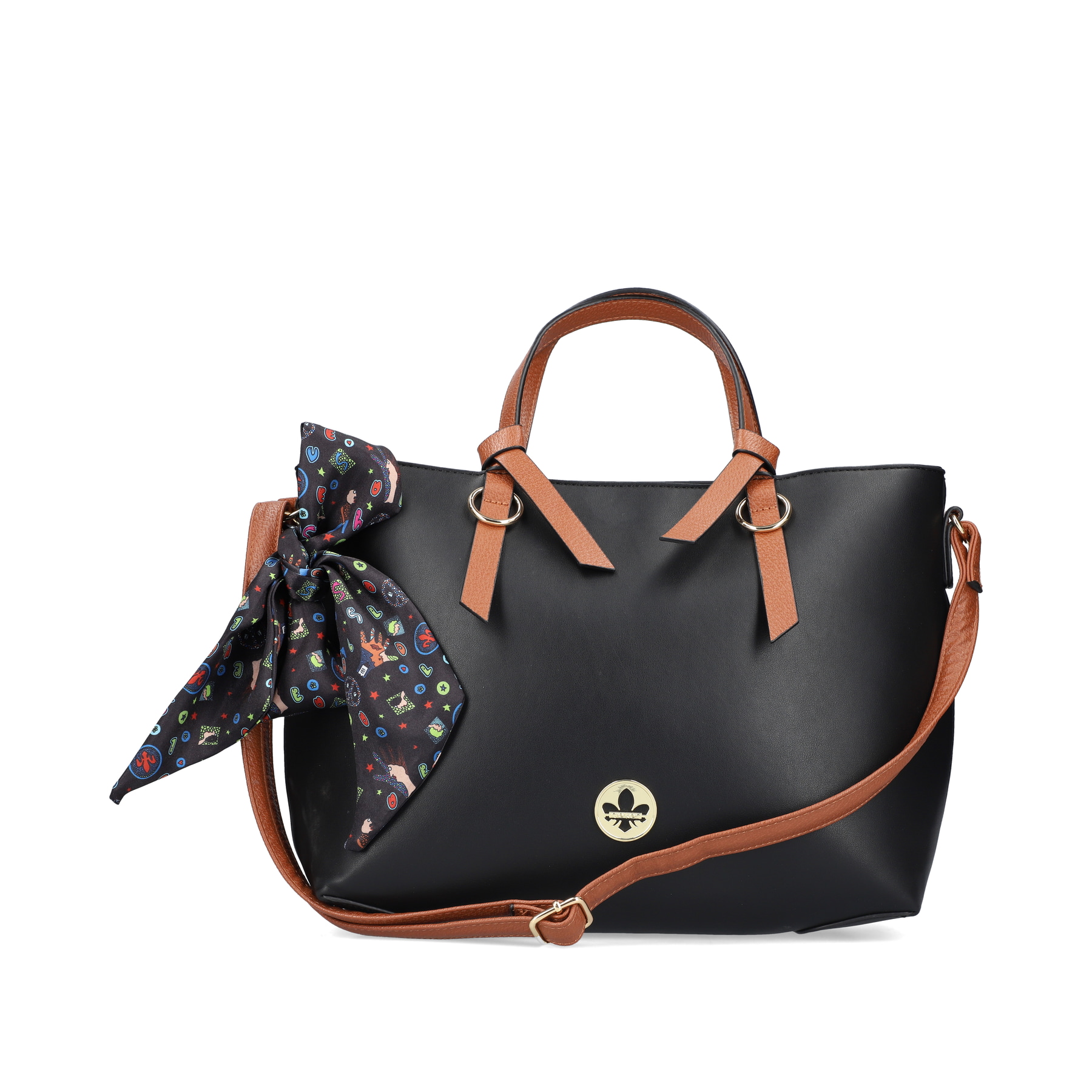 Rieker Damen Shopper tiefschwarz-nougatbraun