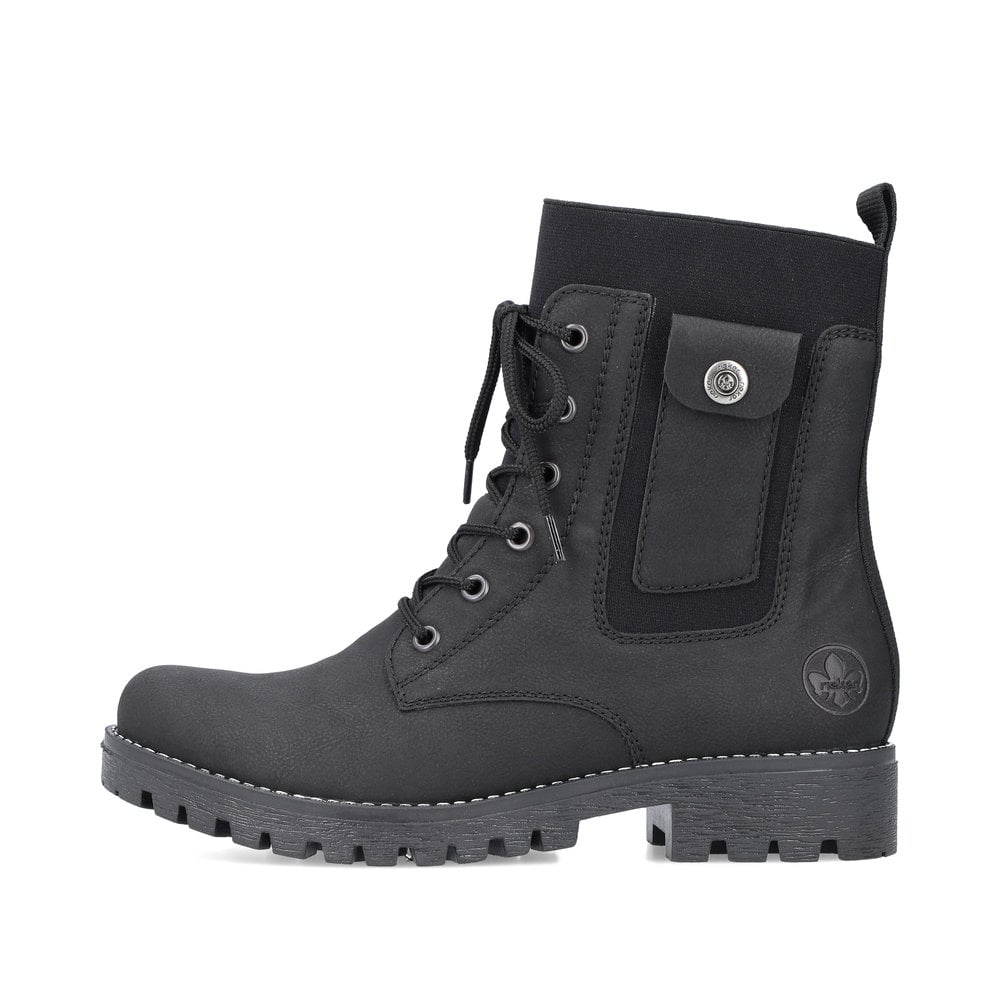 Rieker Damen Schnürstiefel tiefschwarz