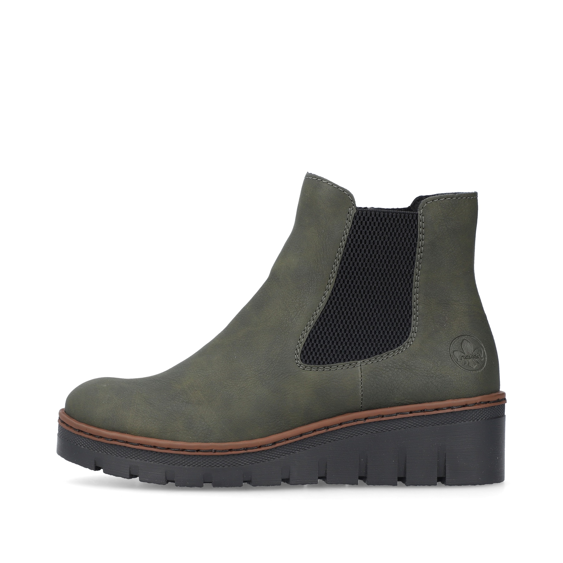 Rieker Damen Chelsea Boots graugrün-schwarz