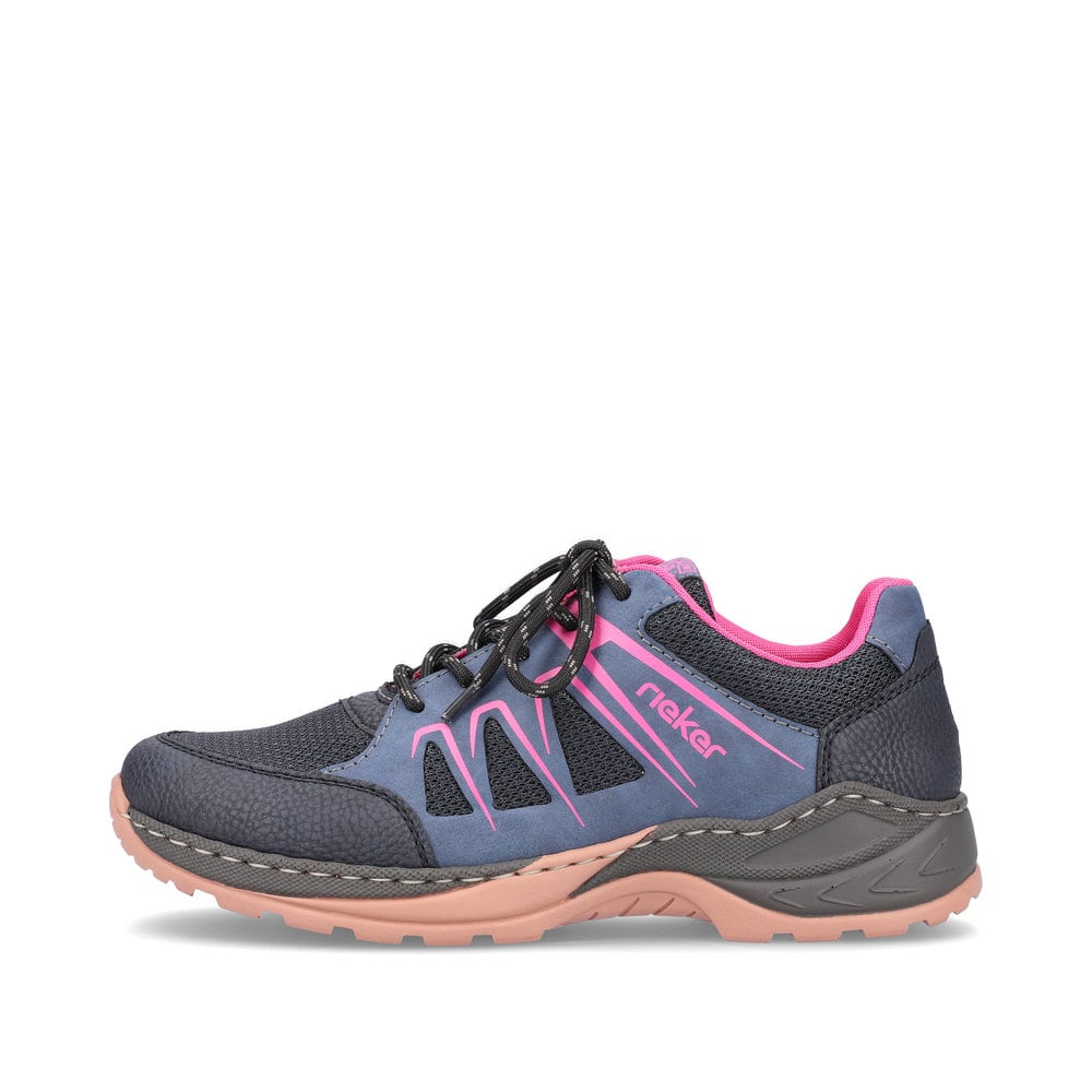Rieker Damen Schnürschuhe marineblau-himbeerrot