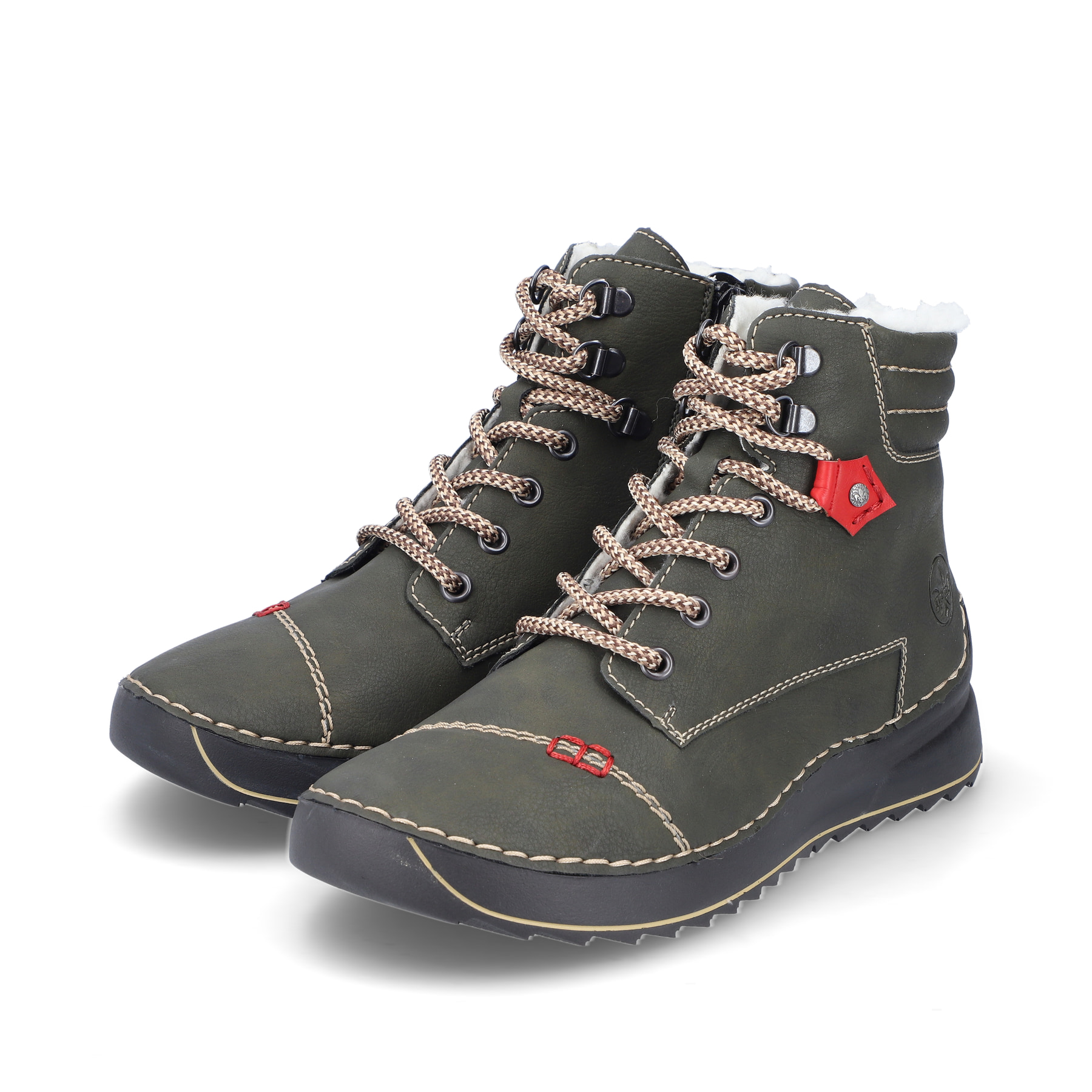 Rieker Damen Schnürstiefel graugrün
