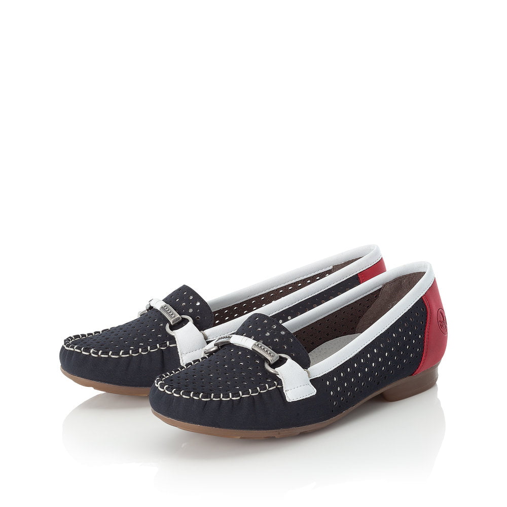 Rieker Damen Ballerinas ozeanblau-feuerrot