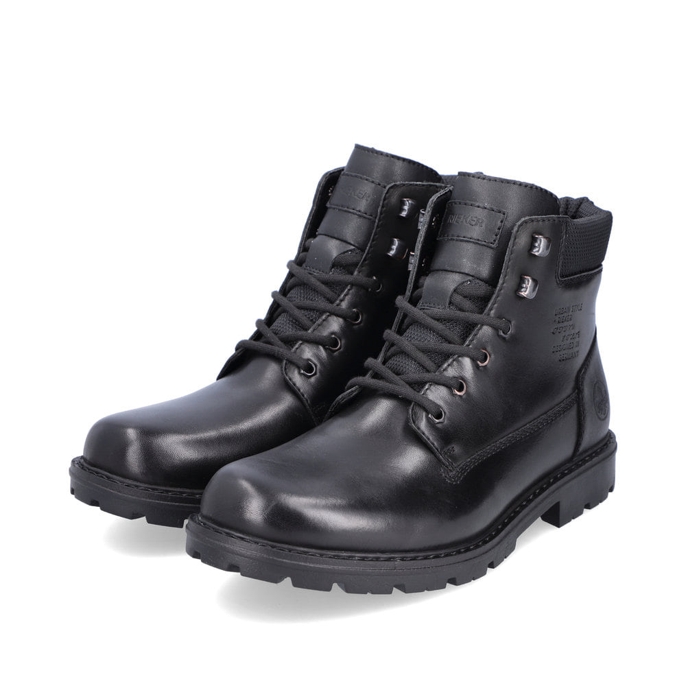 Rieker Herren Schnürstiefel glanzschwarz