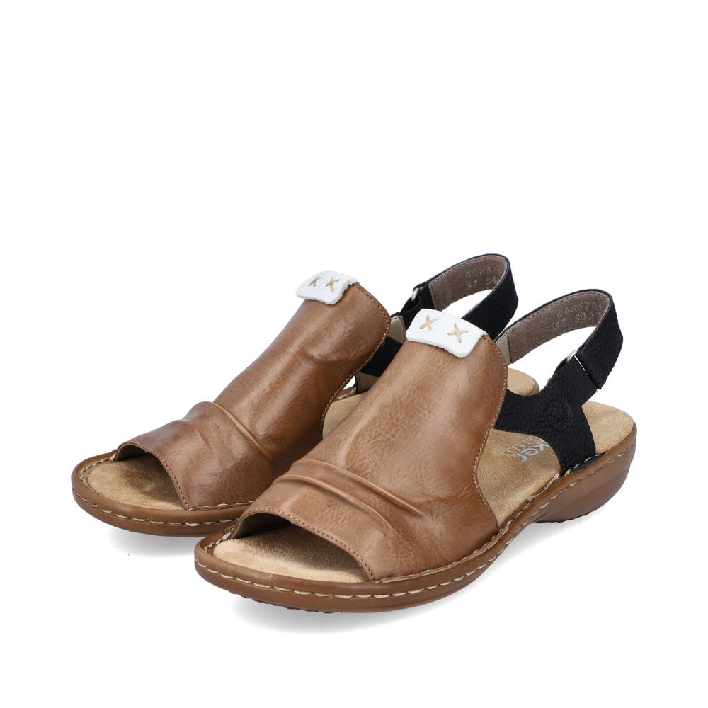Rieker Damen Riemchensandalen nussbraun-tiefschwarz