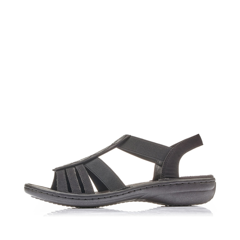 Rieker Damen Riemchensandalen tiefschwarz
