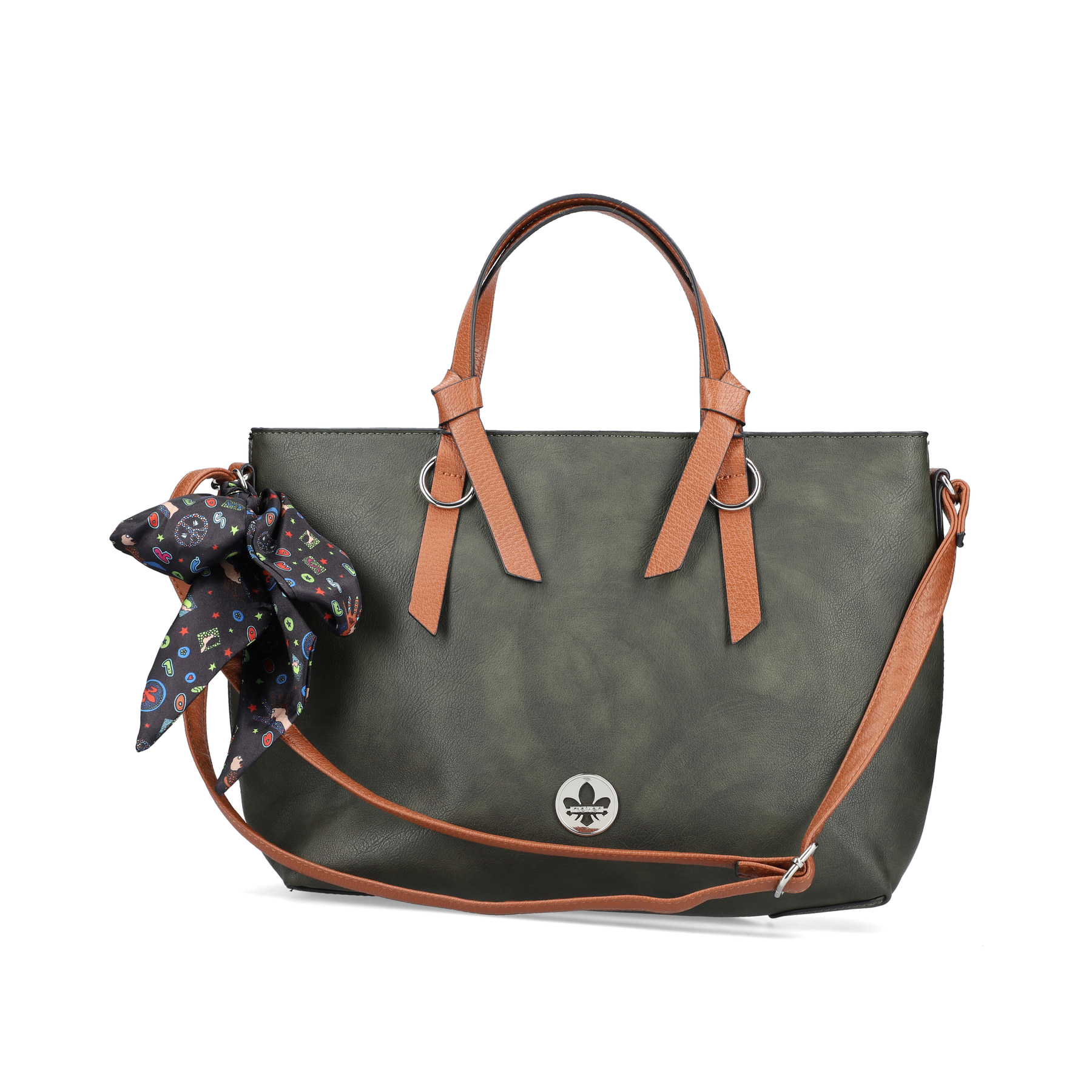 Rieker Damen Shopper grüngrau-nougatbraun