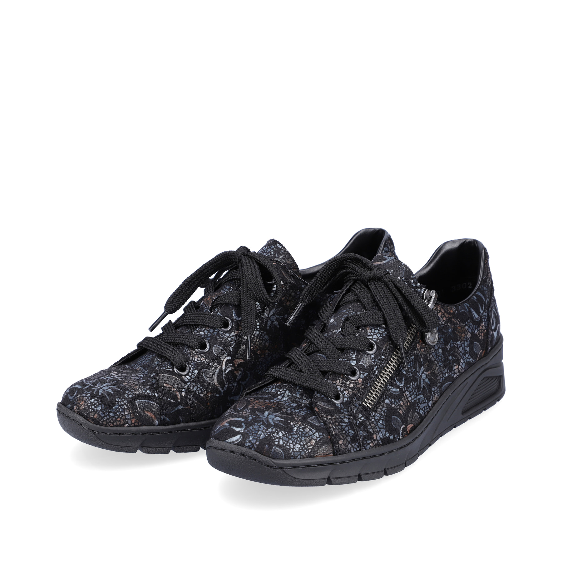 Rieker Damen Schnürschuhe schwarz-metallic