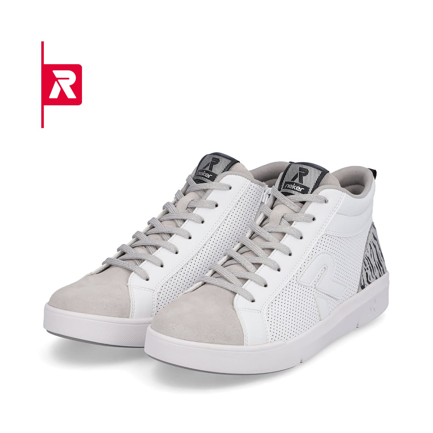 Rieker EVOLUTION Damen Sneaker swan-white arctic-grey zebra